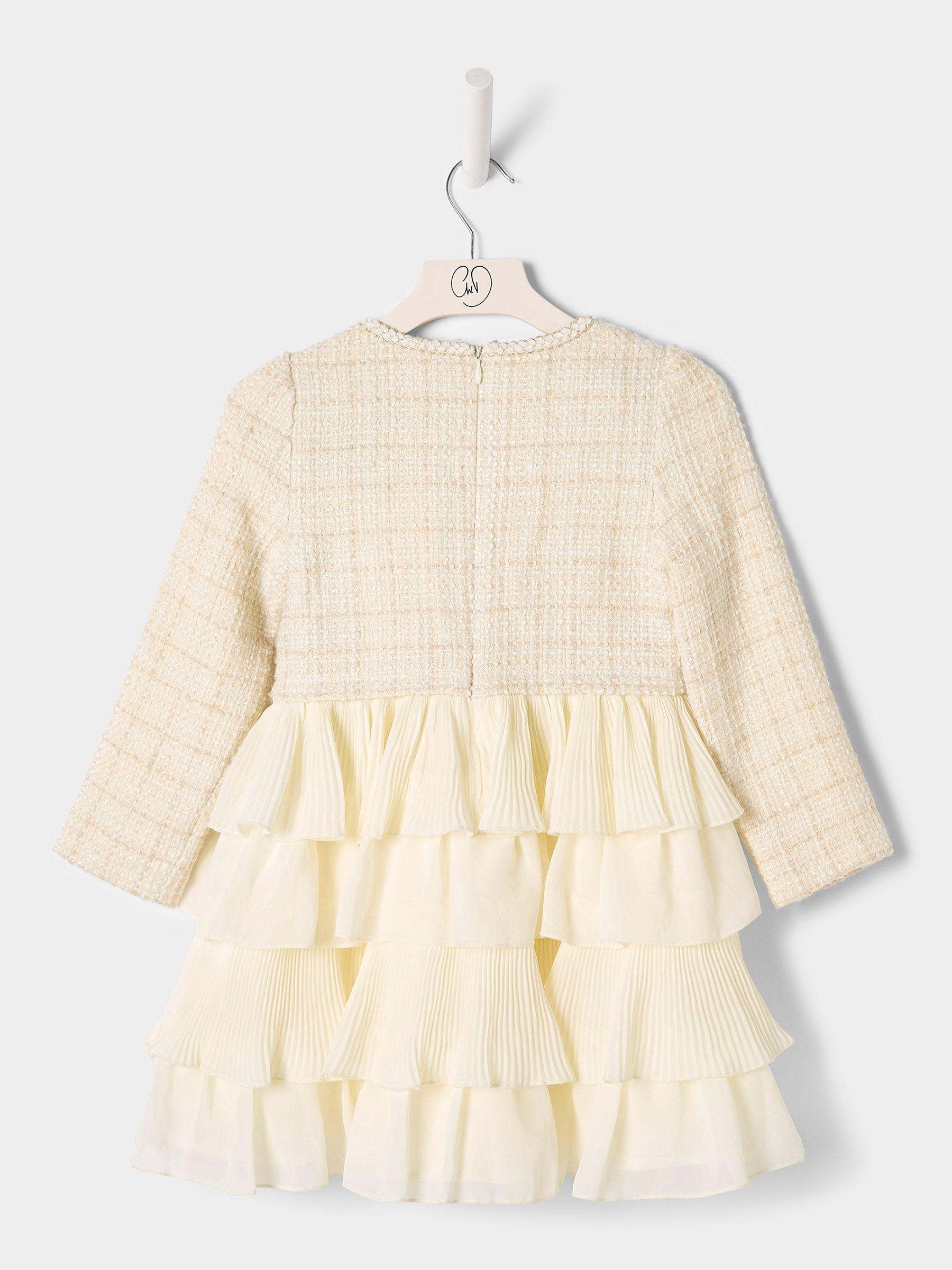 Briar Pink Boucle pleated 2-in-1 Dress Available in Pink and Cream