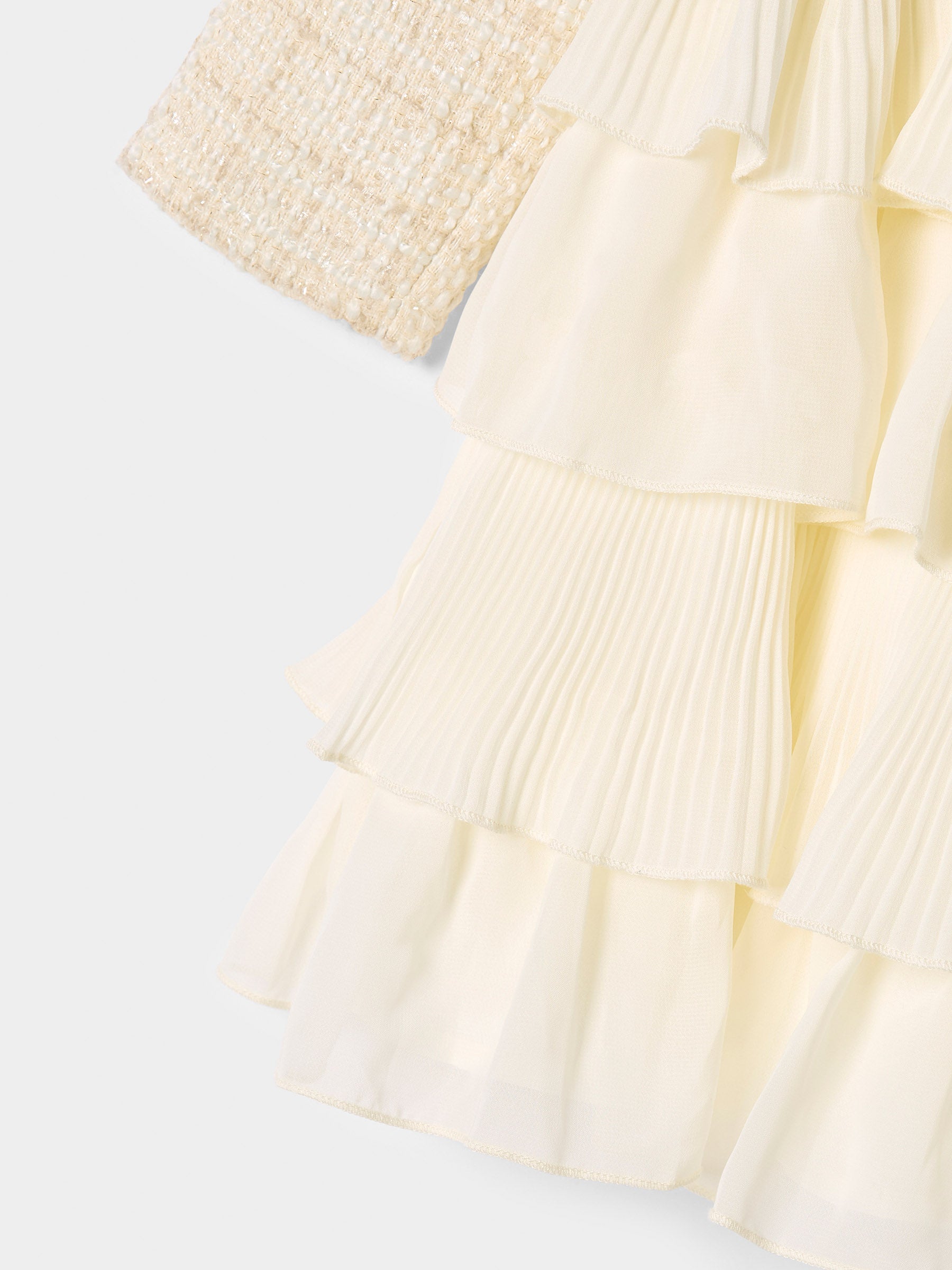 Briar Pink Boucle pleated 2-in-1 Dress Available in Pink and Cream