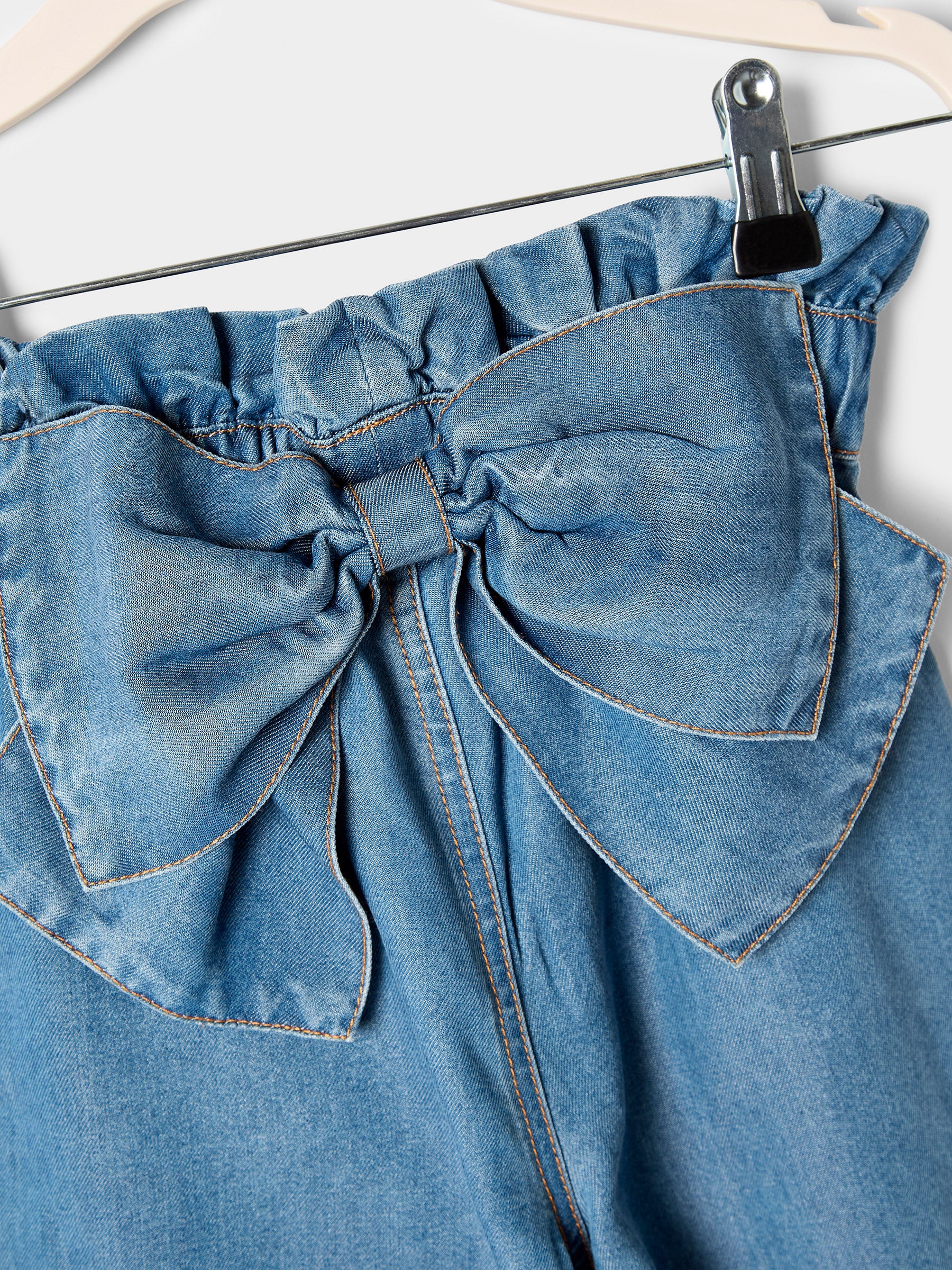 Lilia Wide-Leg Bow Denim Jean