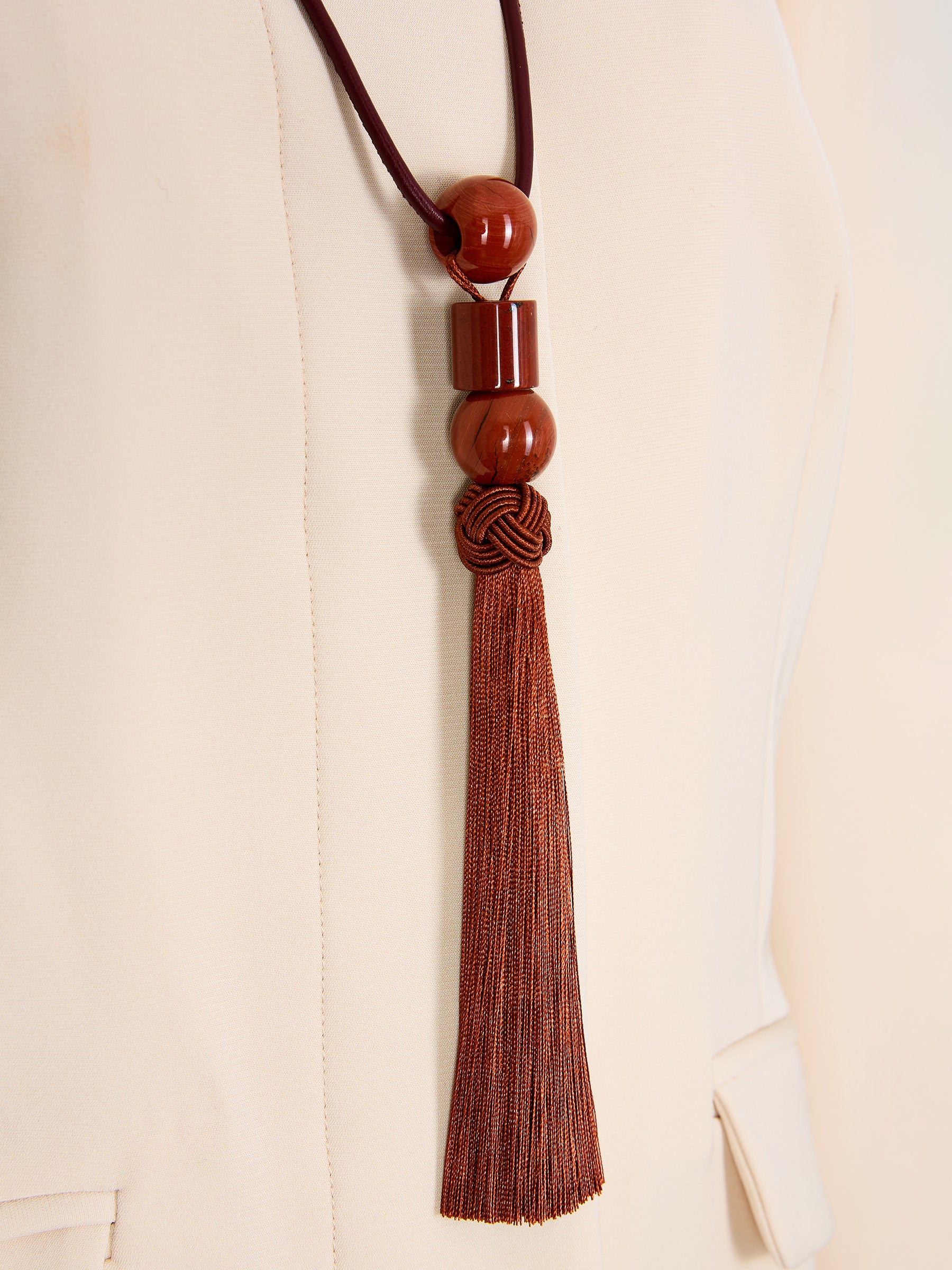 GWD Beth Tassel Necklace Collection, Red, Black and Brown