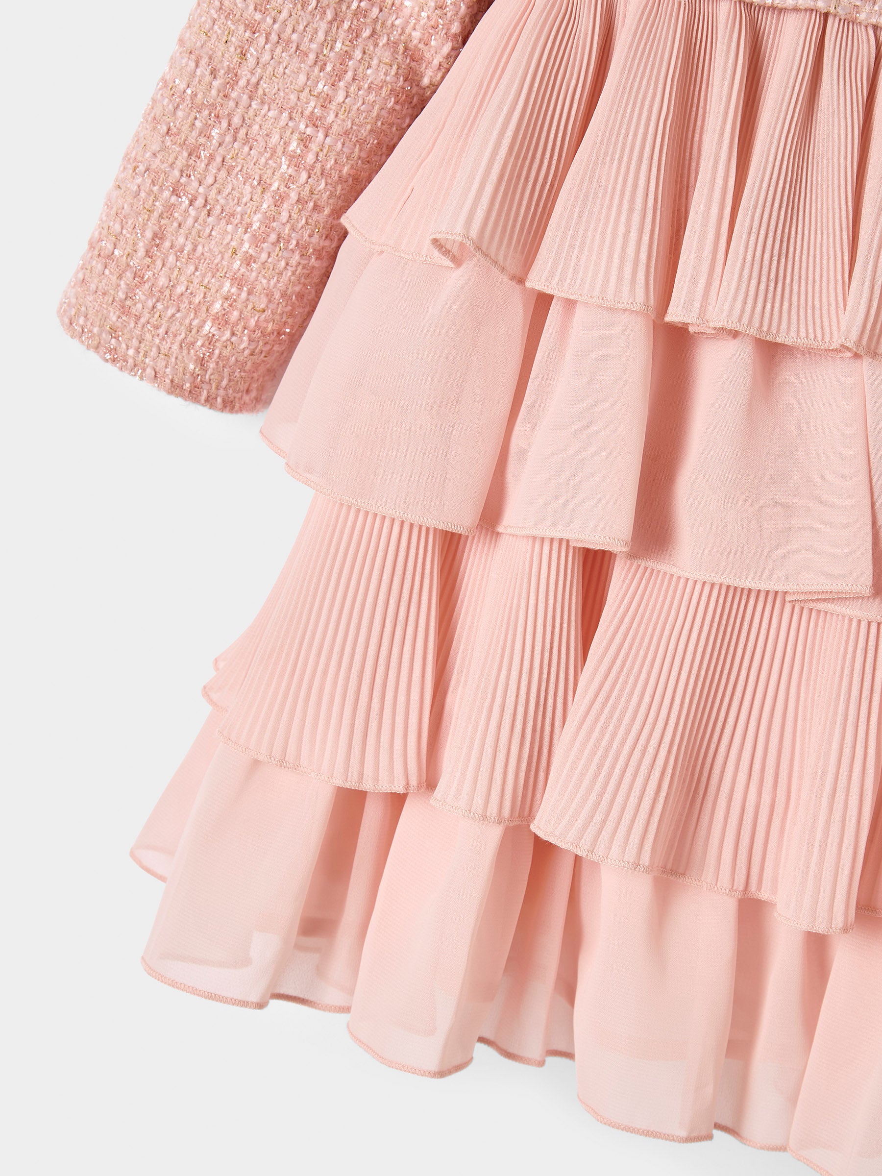 Briar Pink Boucle pleated 2-in-1 Dress Available in Pink and Cream
