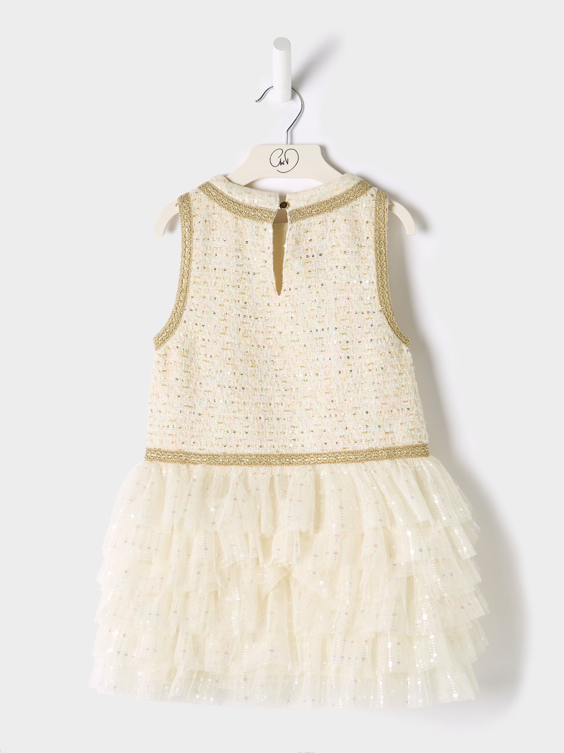 GWD Brocade Sleeveless Frilled Whisper Dress
