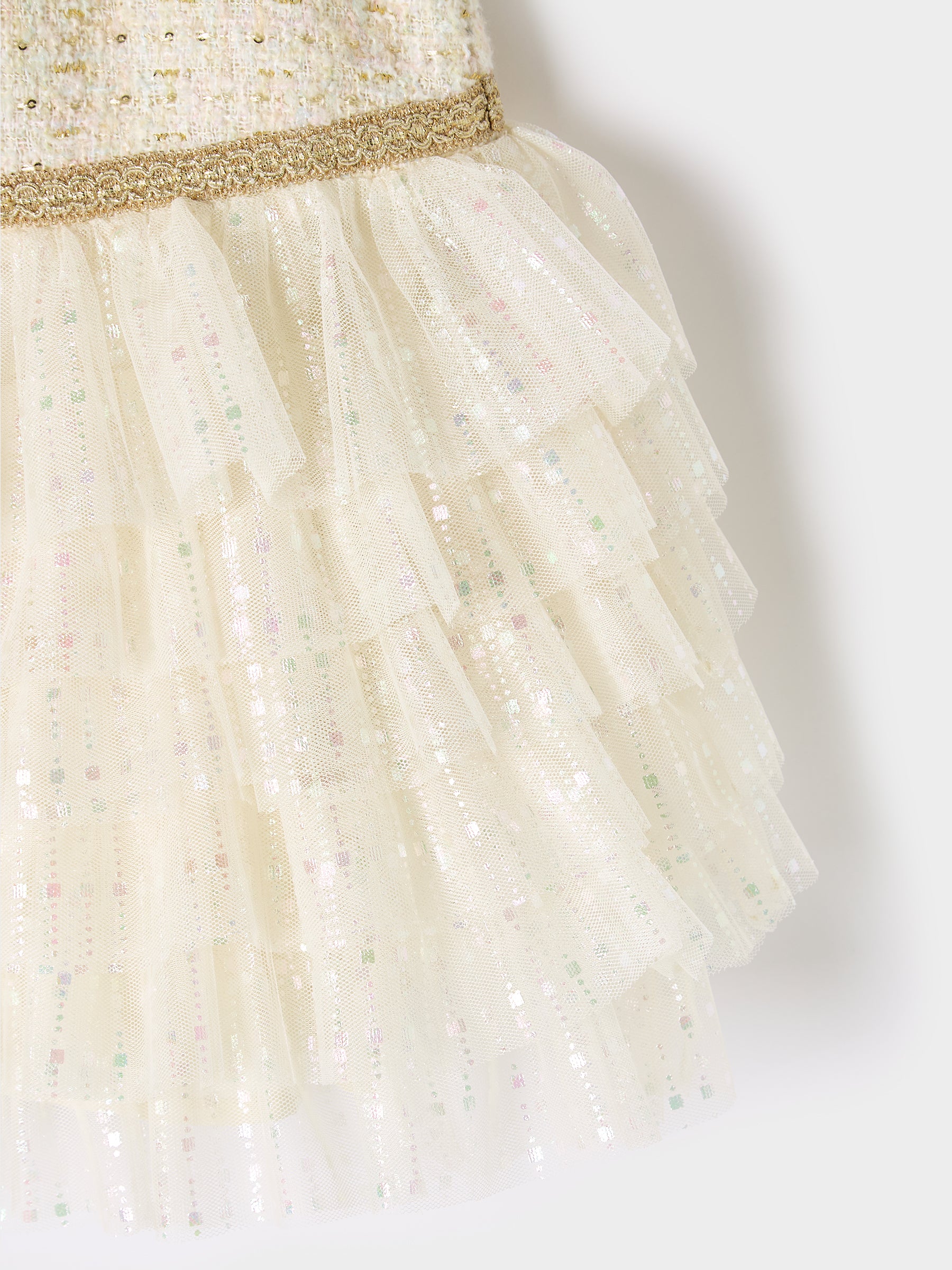 GWD Brocade Sleeveless Frilled Whisper Dress