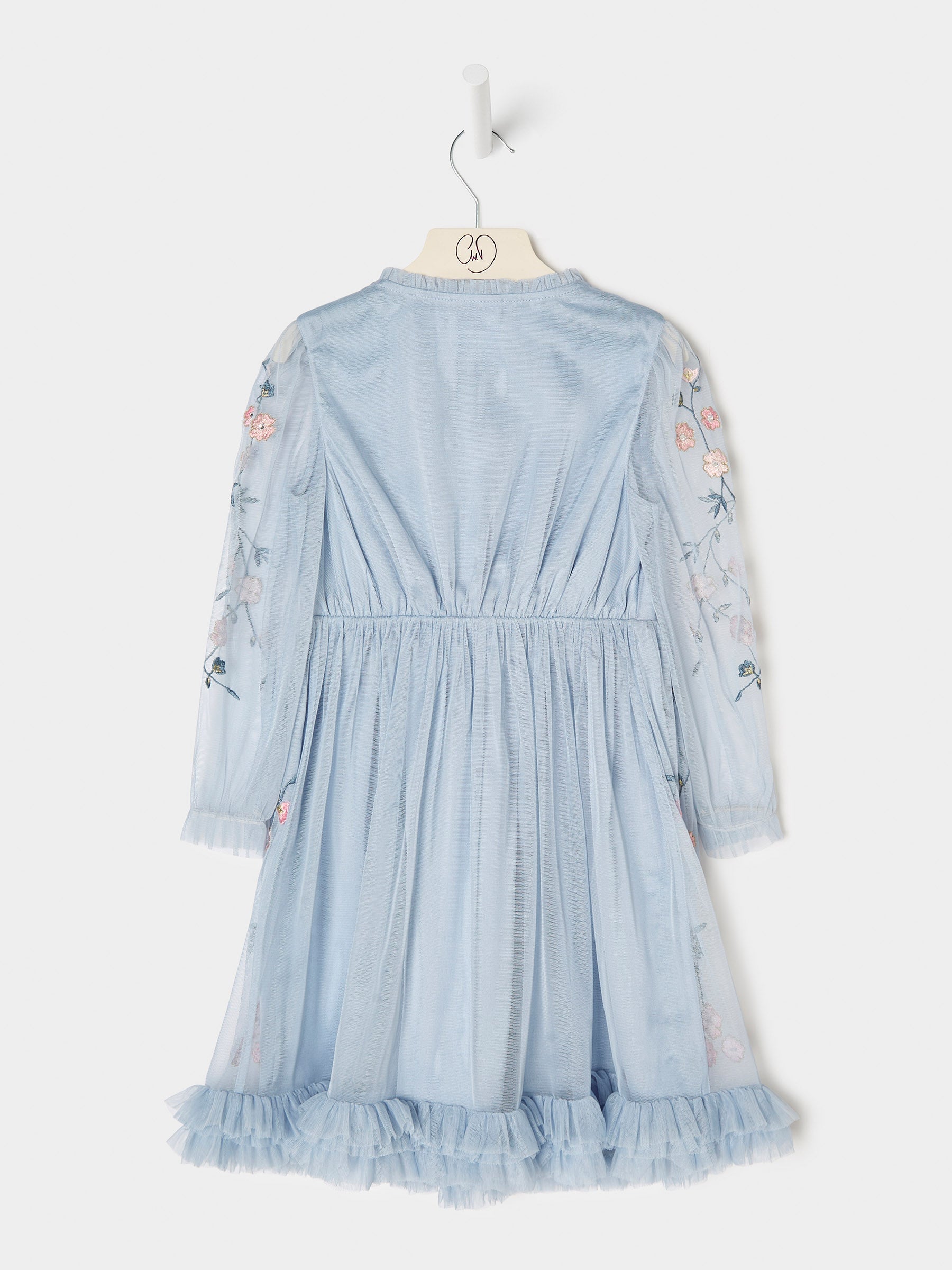 GWD Cardi Ice Blue Embroidered Mesh Dress