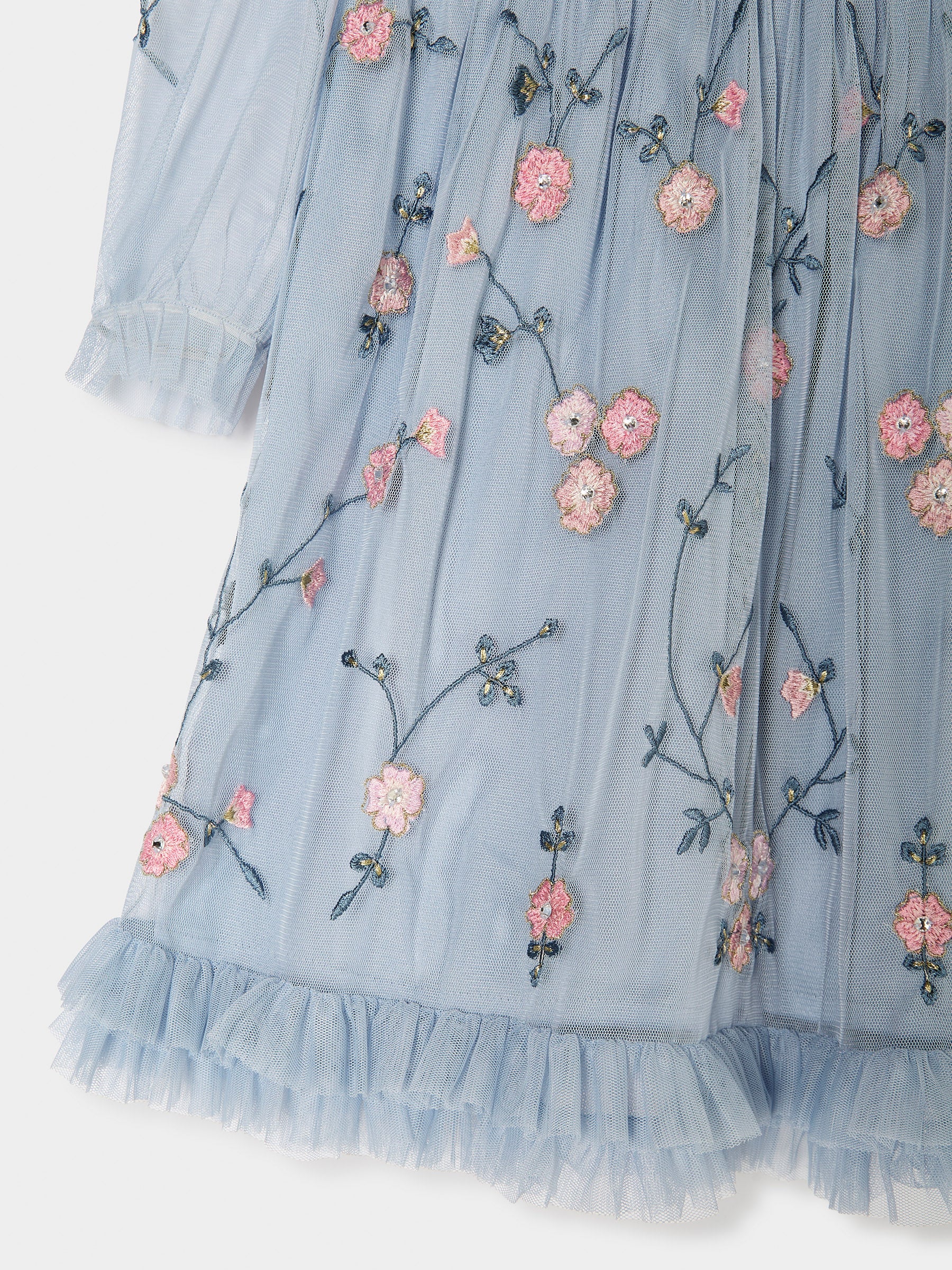 GWD Cardi Ice Blue Embroidered Mesh Dress