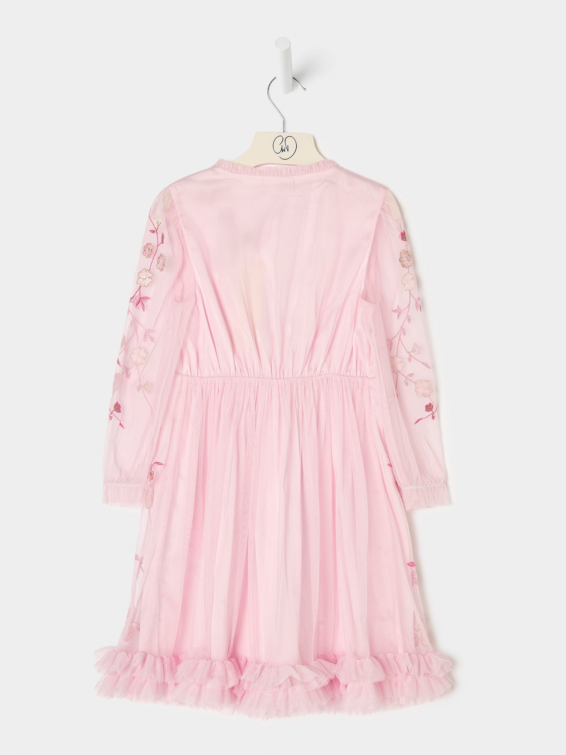 GWD Cardi Pink Embroidered Mesh Dress