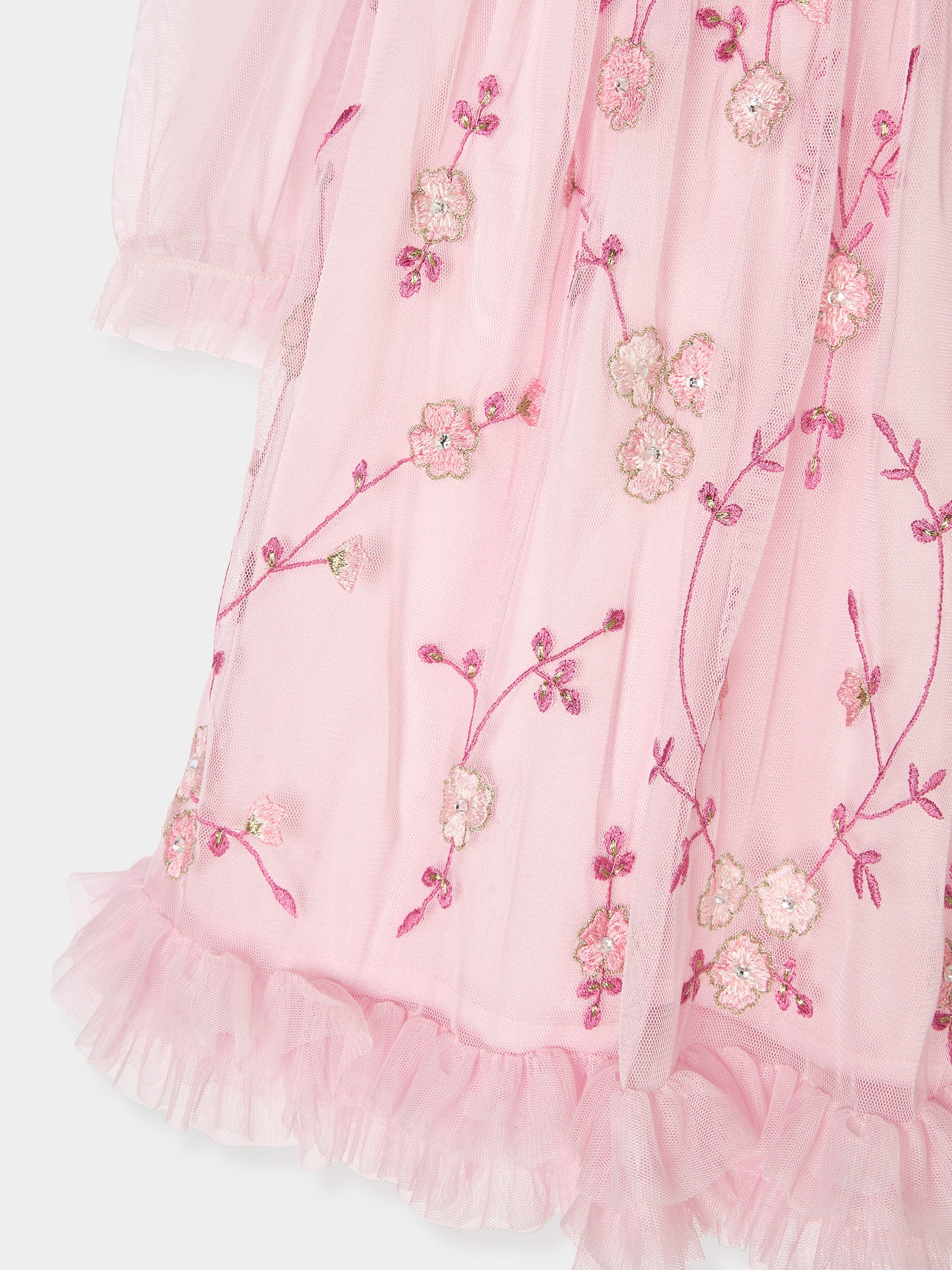 GWD Cardi Pink Embroidered Mesh Dress