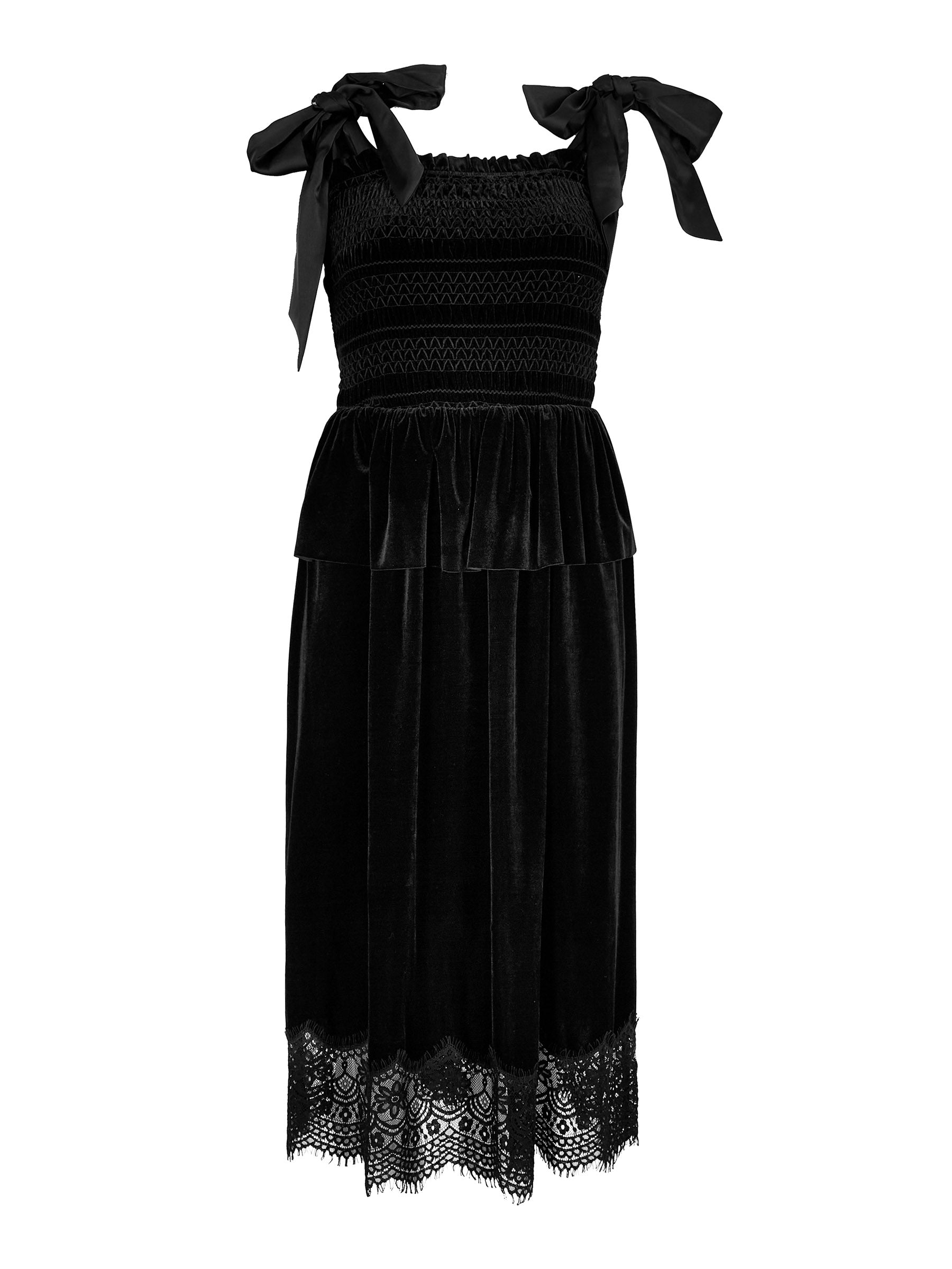 Cece Black Velvet Midi Dress