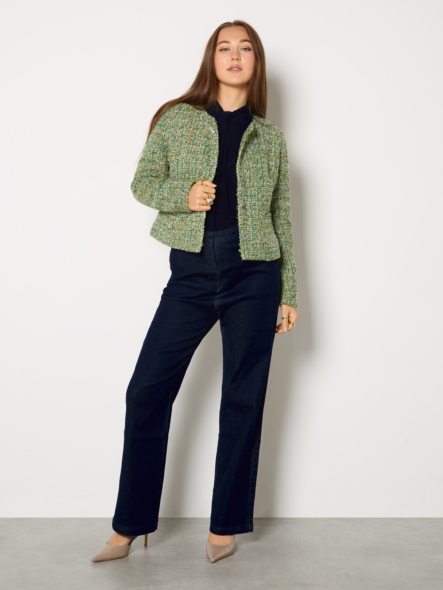 GWD Chloe Annie Green Button Through Boucle Jacket