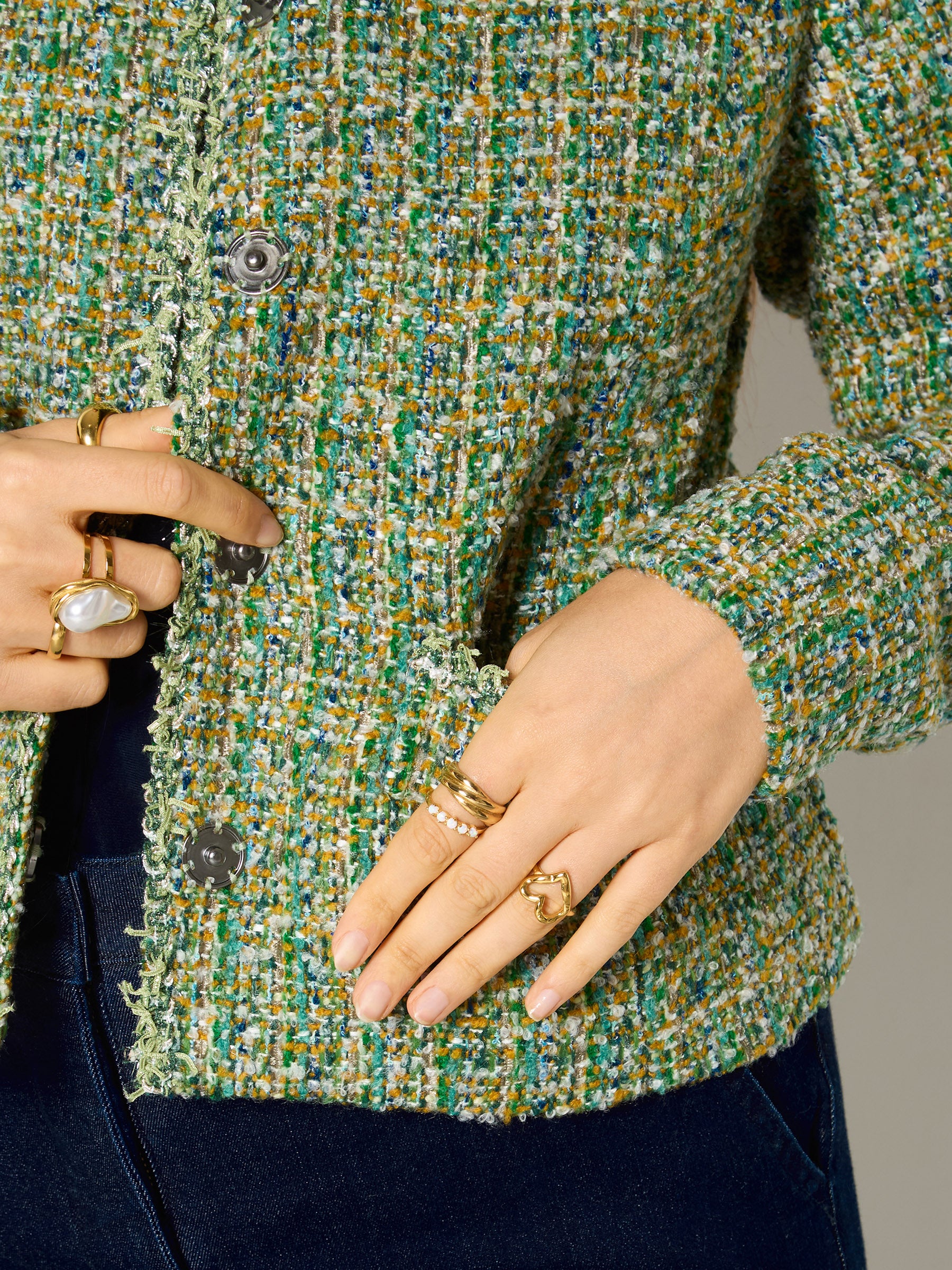 GWD Chloe Annie Green Button Through Boucle Jacket