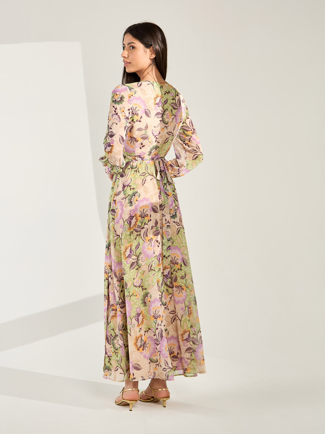 GWD Claudina Floral Print Maxi Wrap Dress