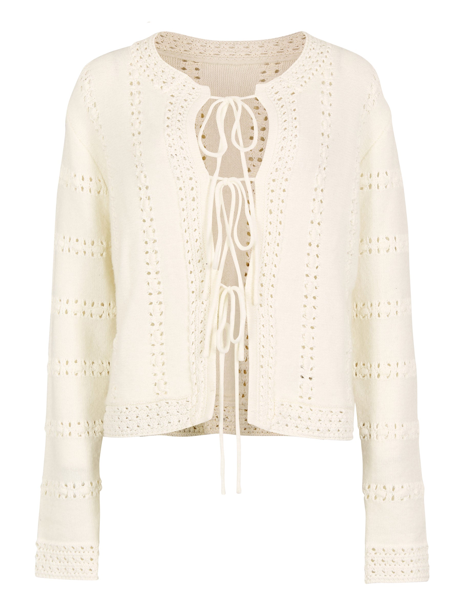 GWD Rachel Cream Crochet Knit Cardigan