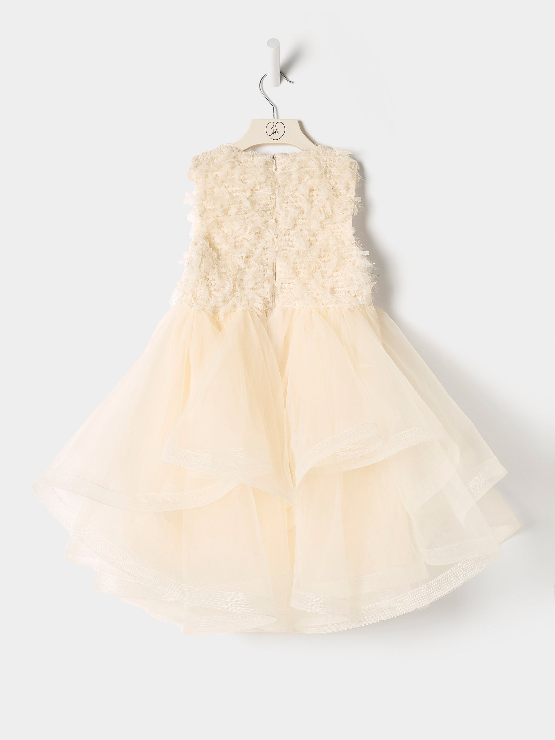Philomena Princess Dress – Cream Layered Organza Flower Girl & Party Dress