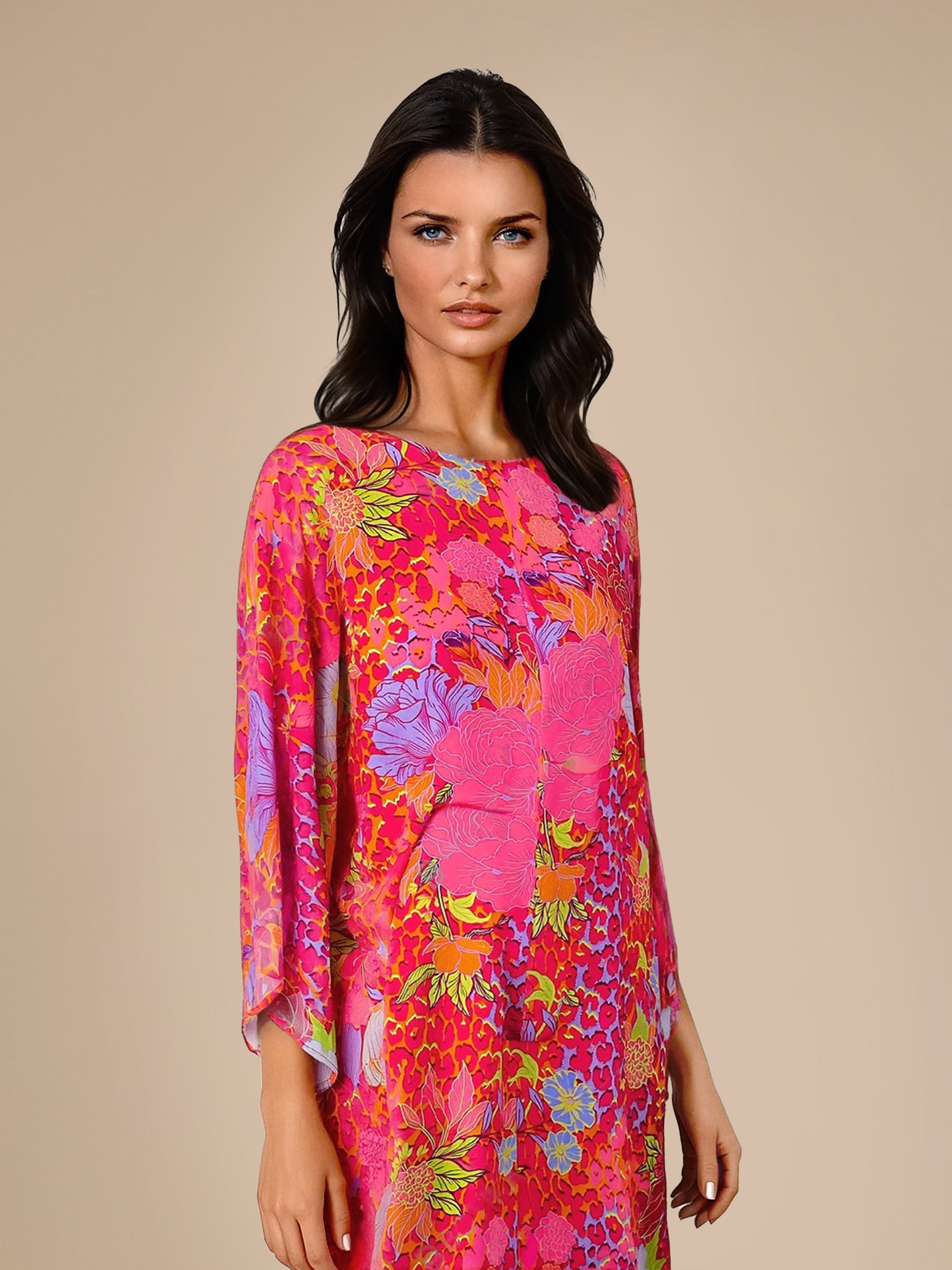 GWD Diane Floral Embellished Kaftan Style Midi Dress