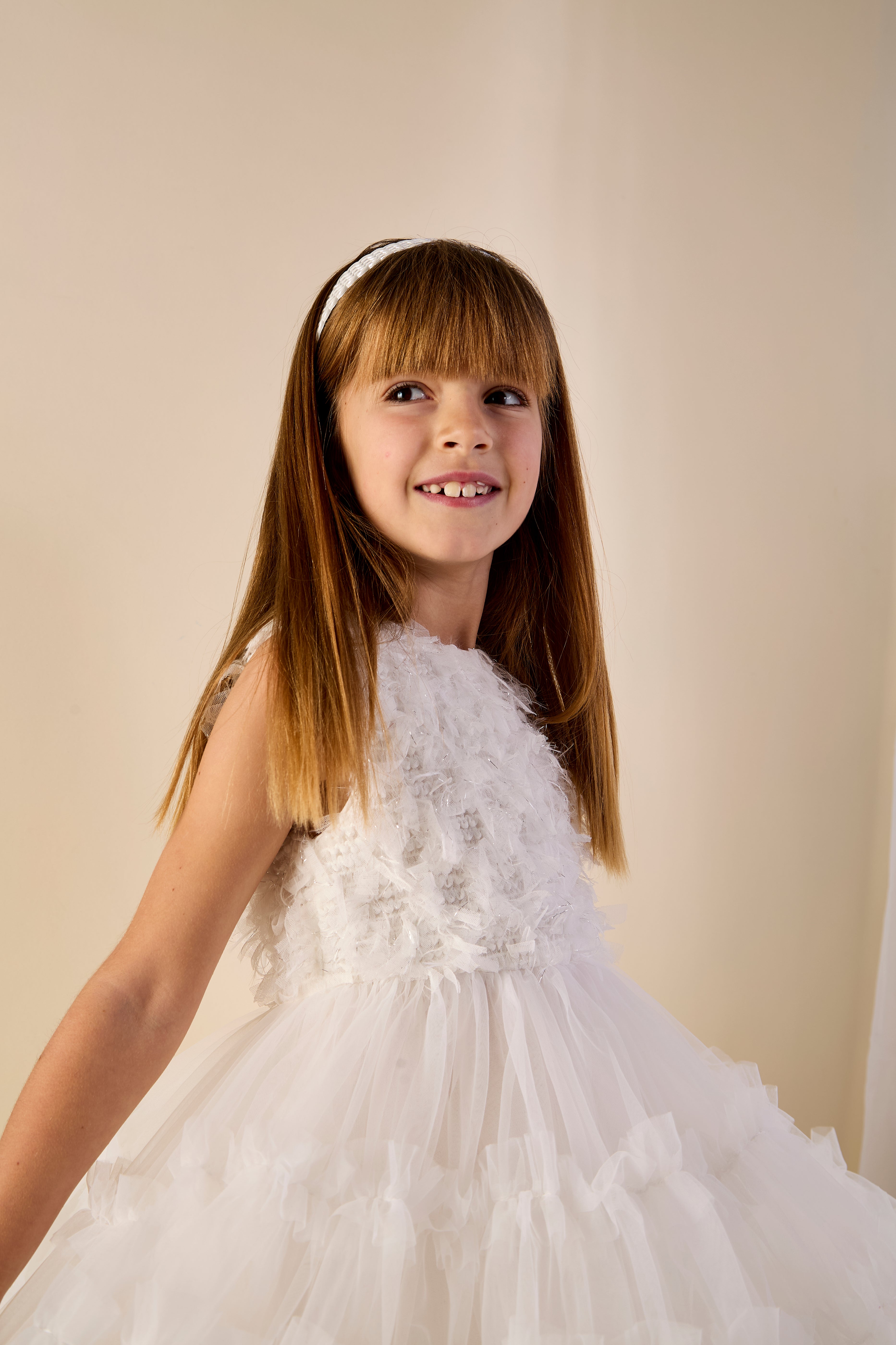 GWD Filly Ruffle Princess Dress – White Tulle Flower Girl & Party Dress