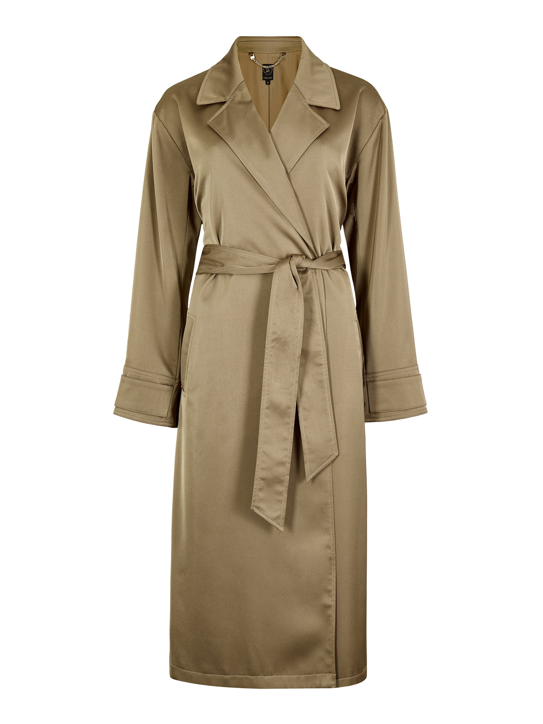 GWD Francine Khaki Tie Waist Trench Coat