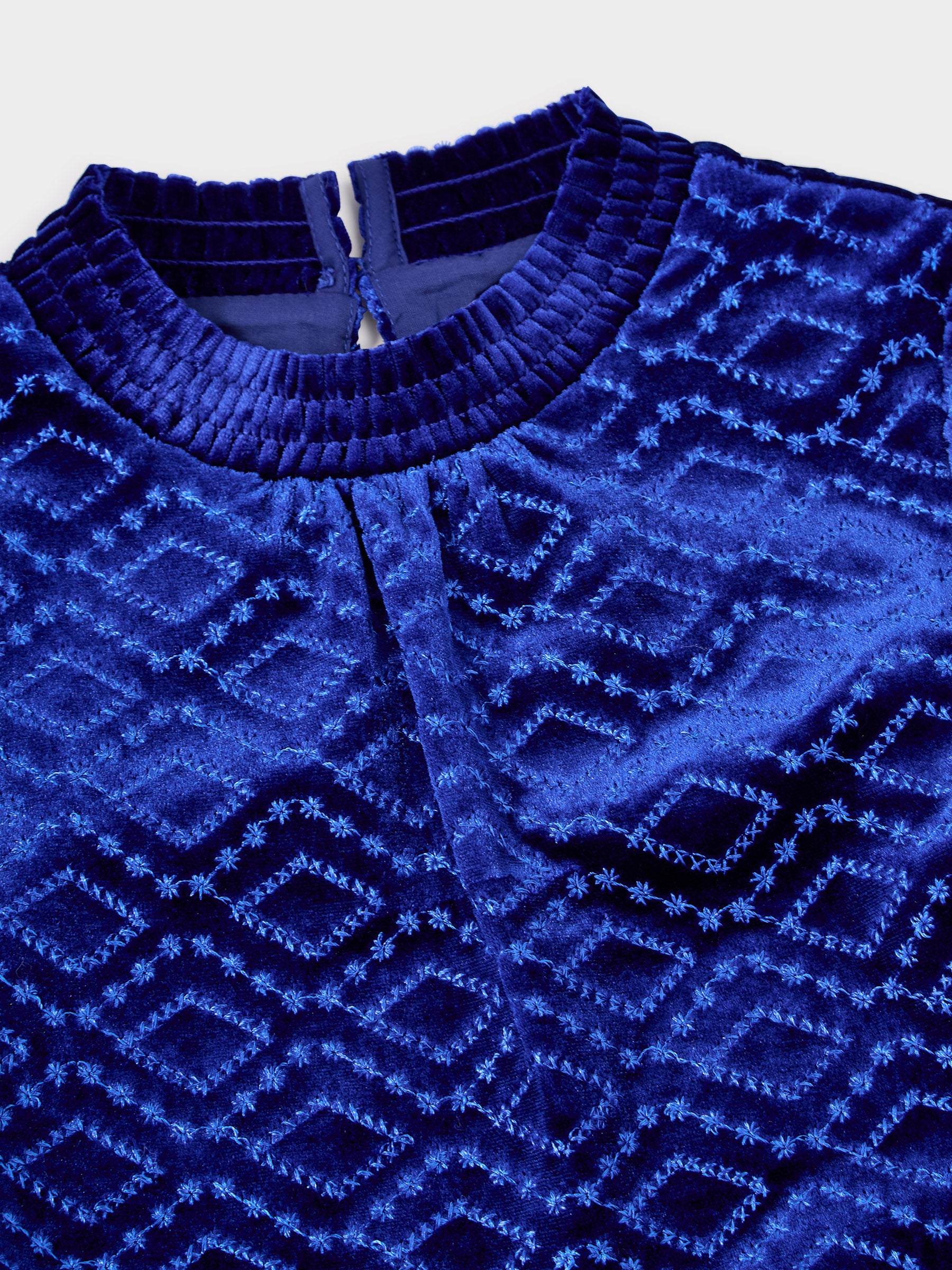 GWD Hazel Cobalt Embroidered Velvet Dress