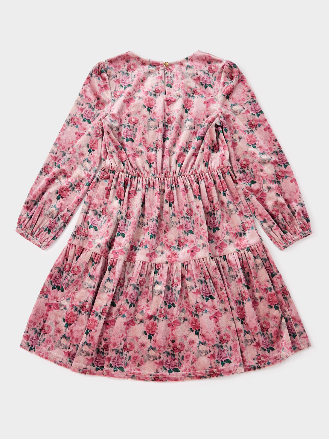 GWD Violet Floral Printed Velvet Tiered Dress