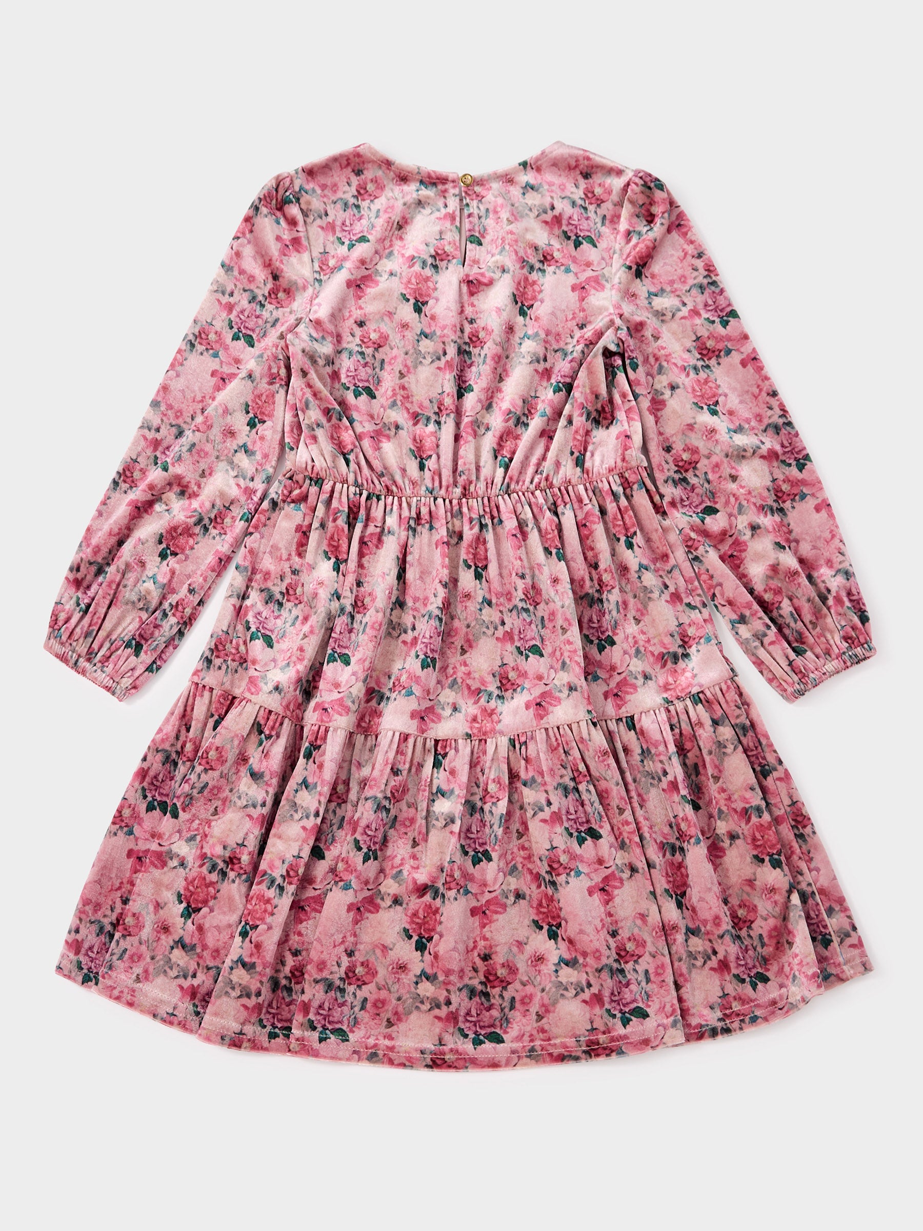 GWD Violet Floral Printed Velvet Tiered Dress