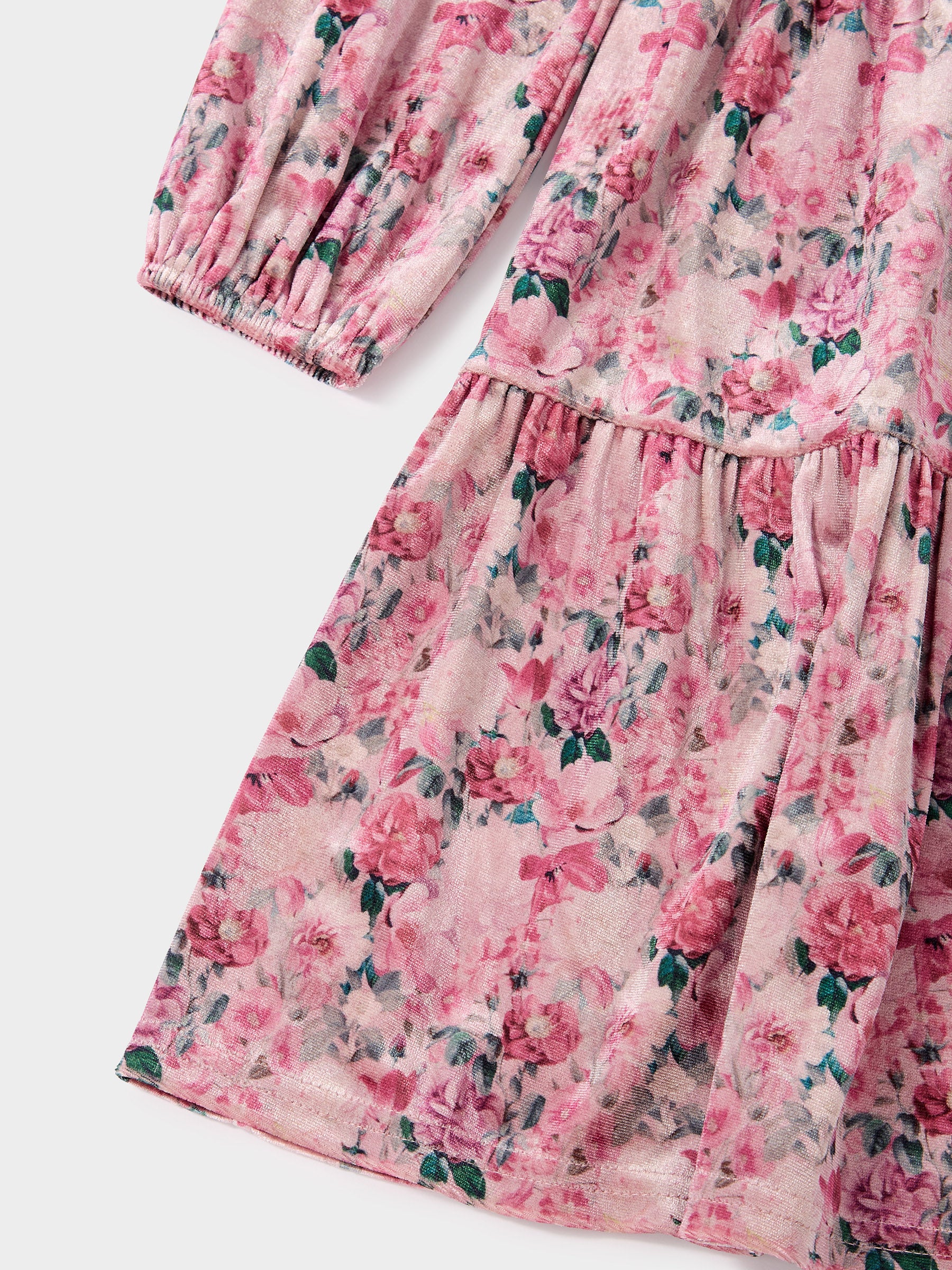 GWD Violet Floral Printed Velvet Tiered Dress