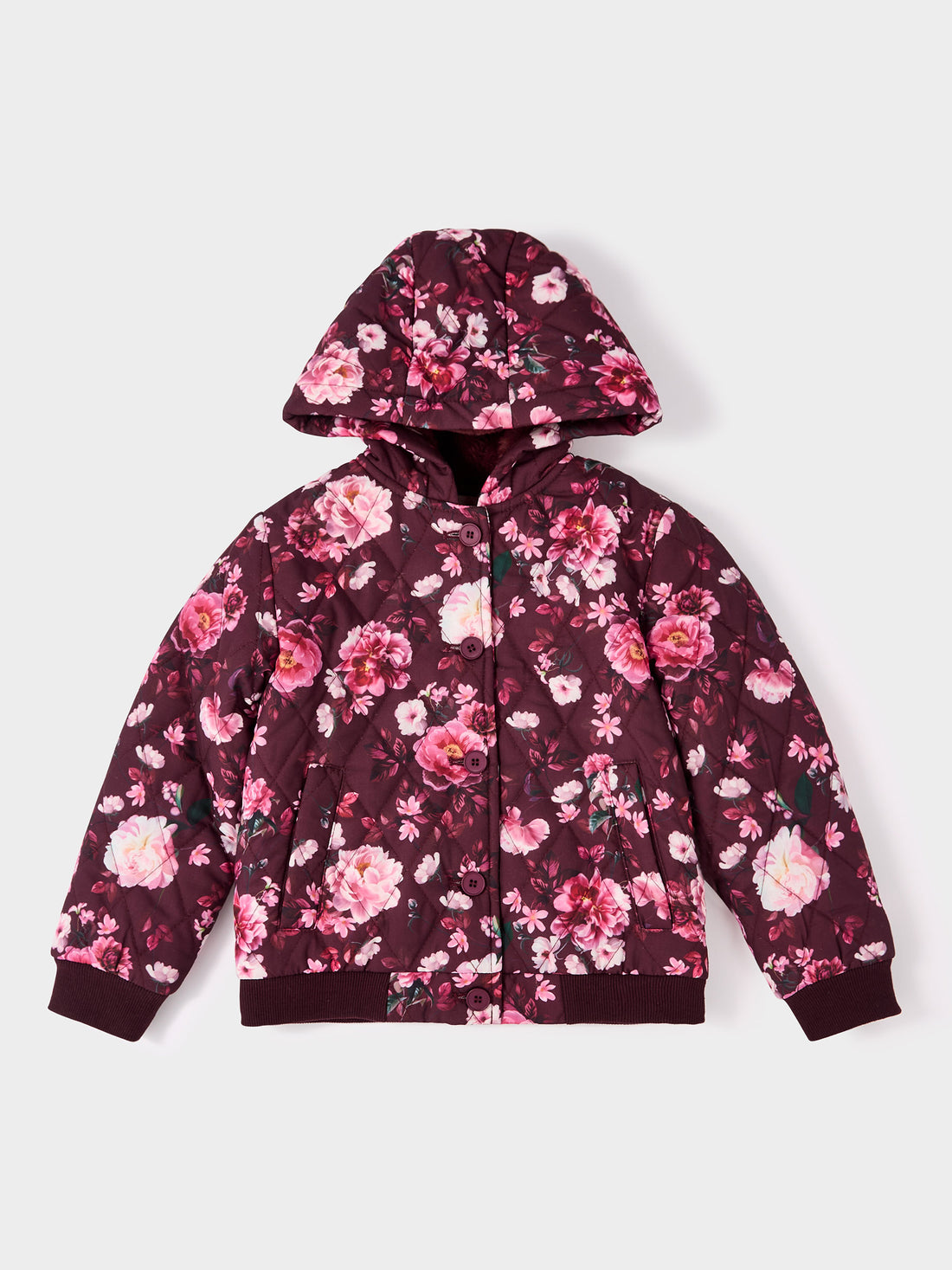 Keely Floral Print Faux Fur Lined Hooded Jacket | GWD Clothing