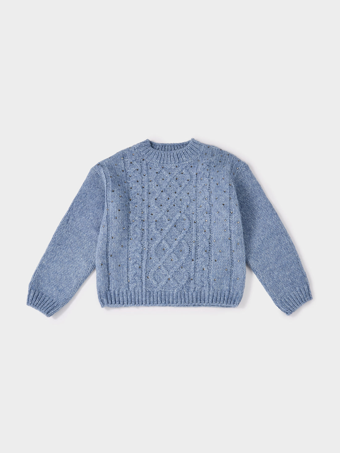 GWD Molly Cornflour Blue Cable Knit Diamanté Jumper