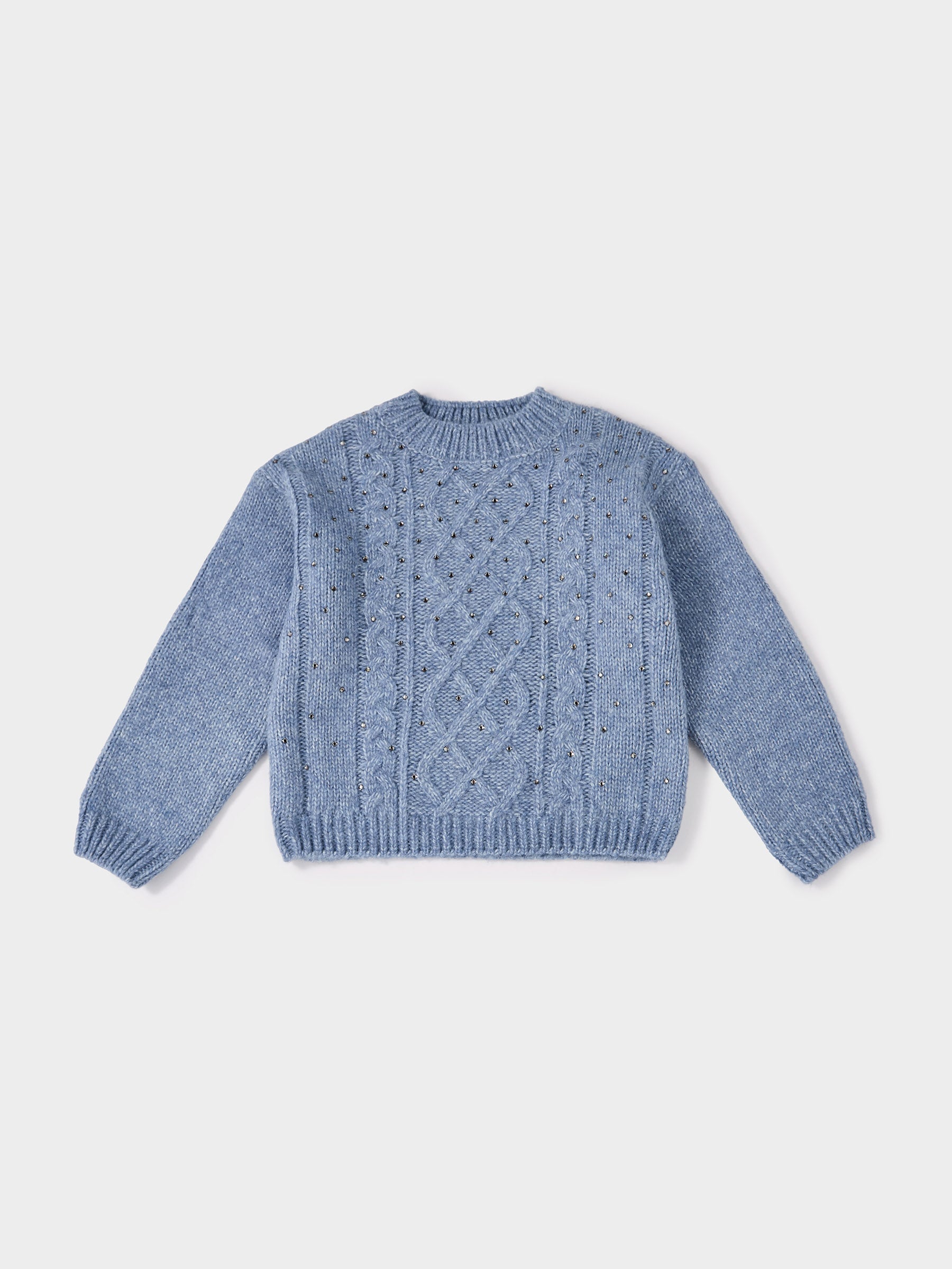 GWD Molly Cornflour Blue Cable Knit Diamanté Jumper