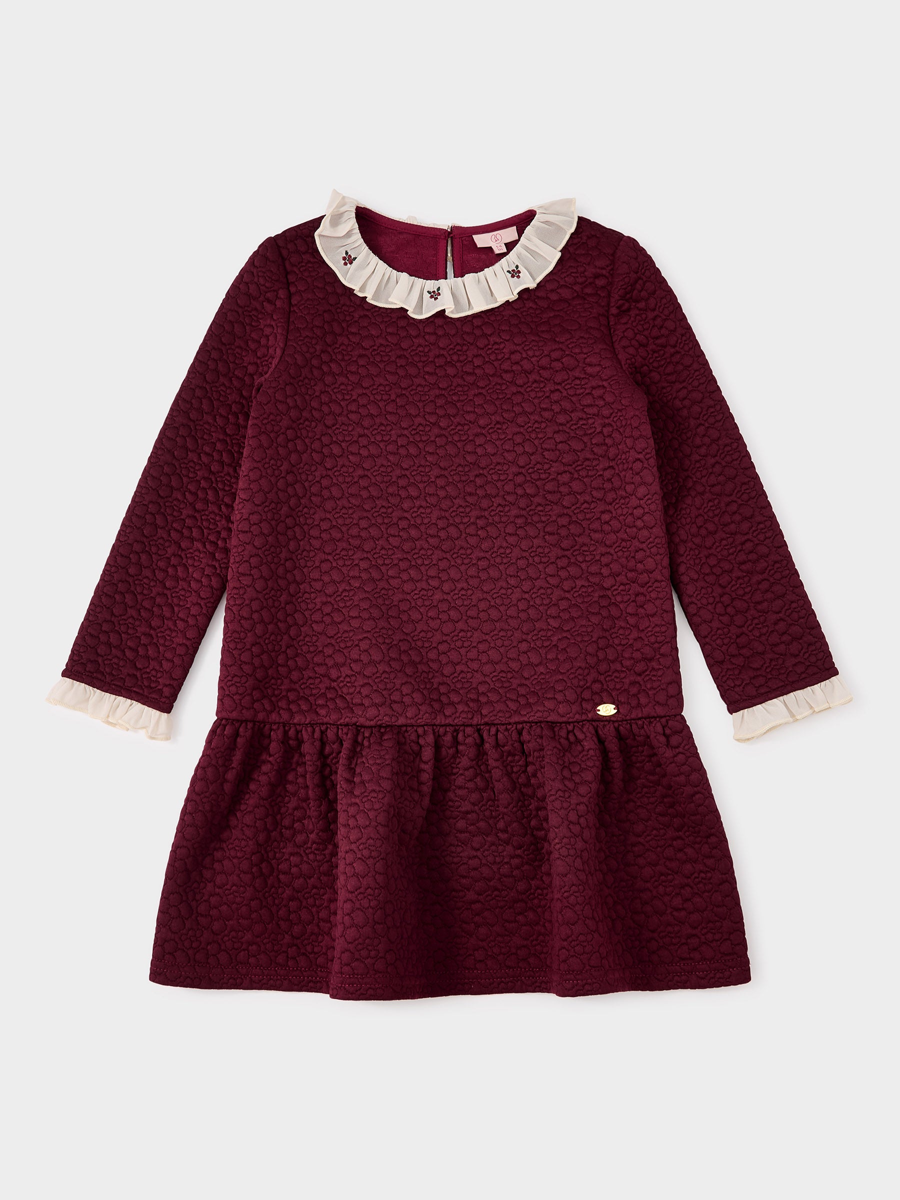 Millie Burgundy Embroidered Sweat Dress | GWD Clothing