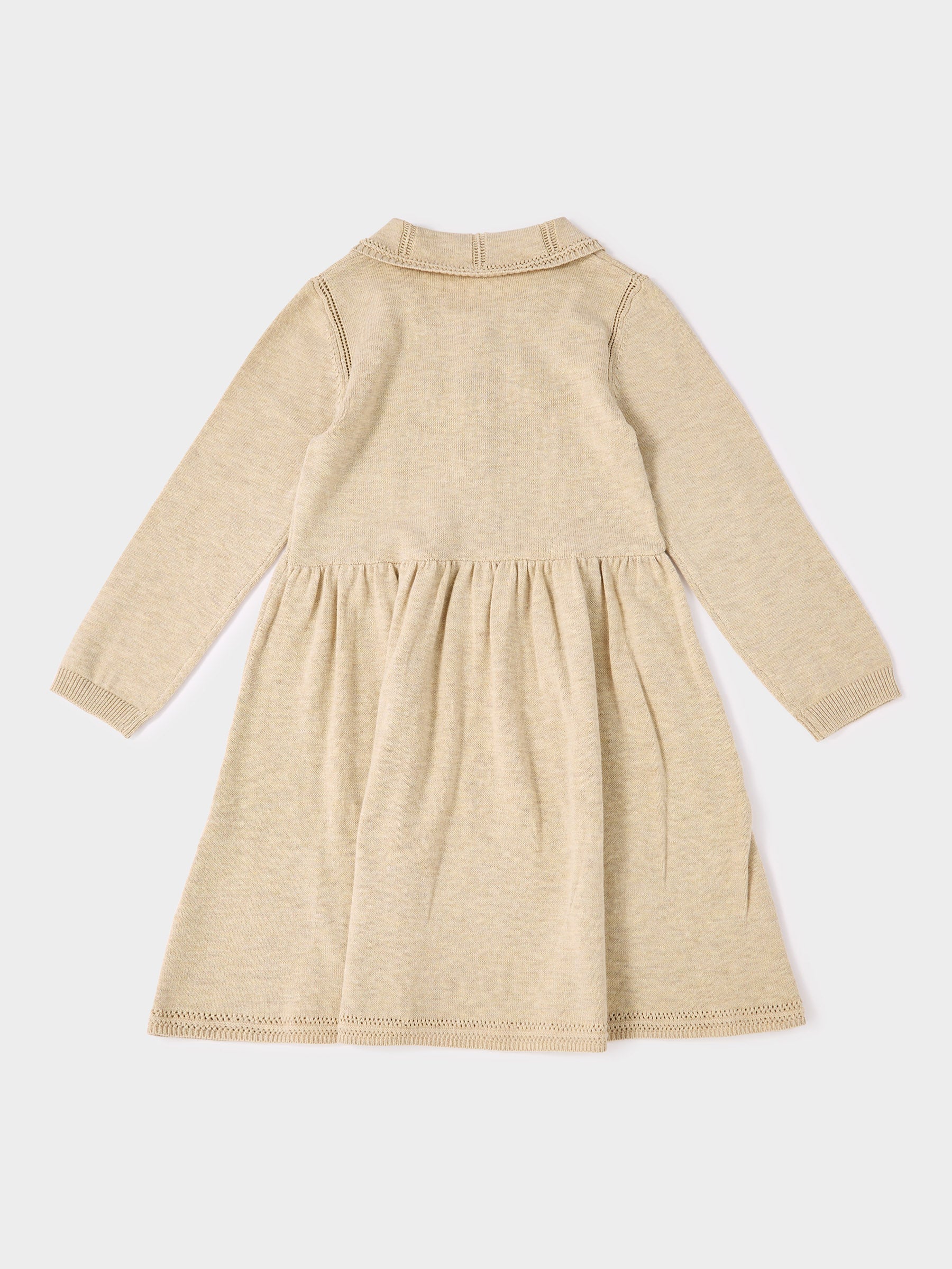 GWD Rita Beige Floral Hand Embroidered Knitted Dress