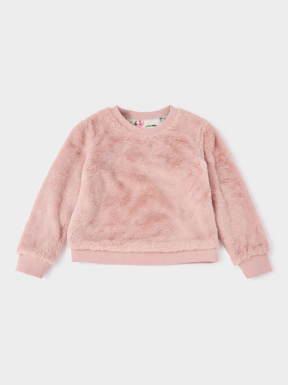 GWD Faye Cathy Reversible Faux Fur and Floral Print Sweatshirt