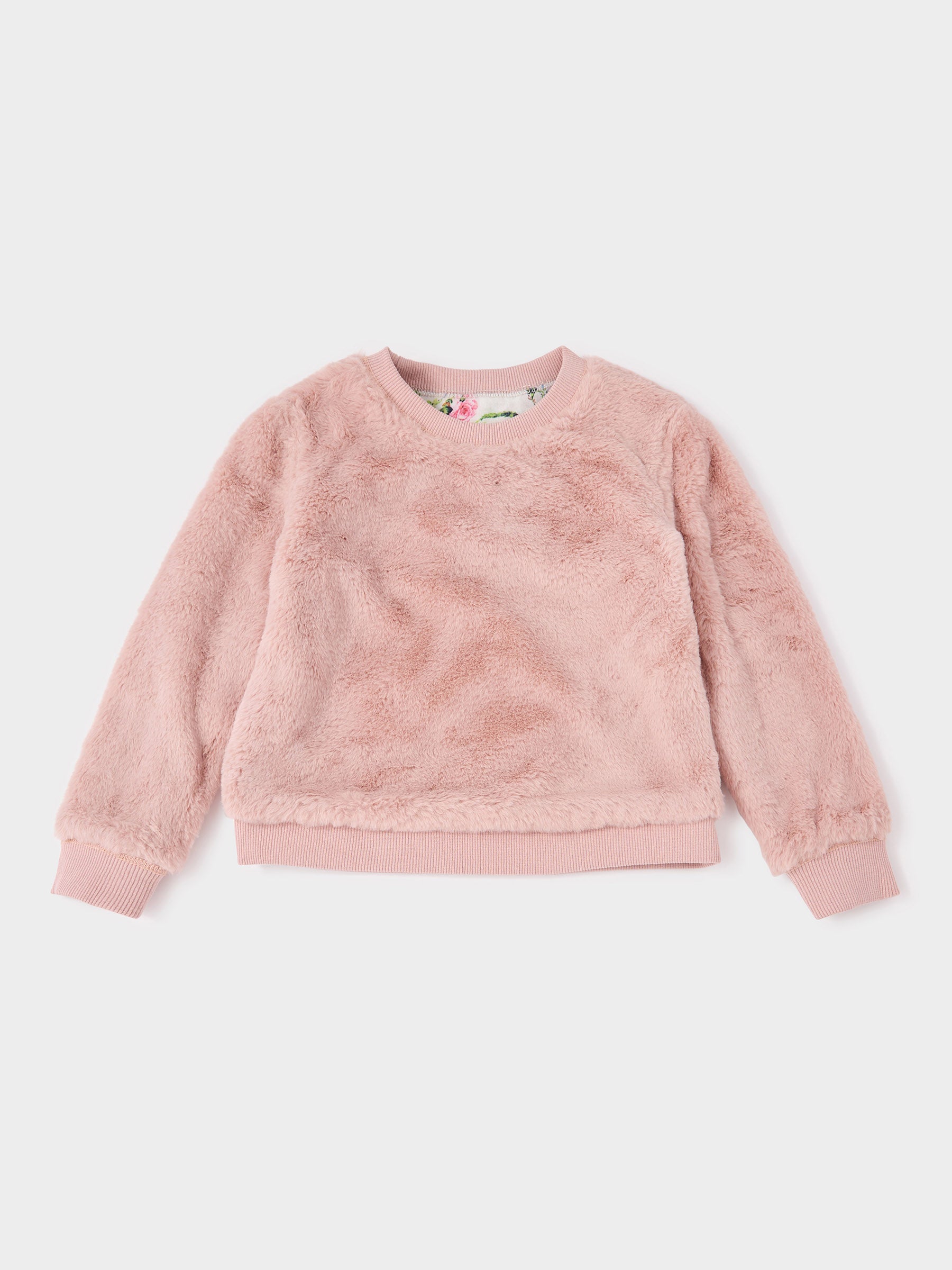 GWD Faye Cathy Reversible Faux Fur and Floral Print Sweatshirt