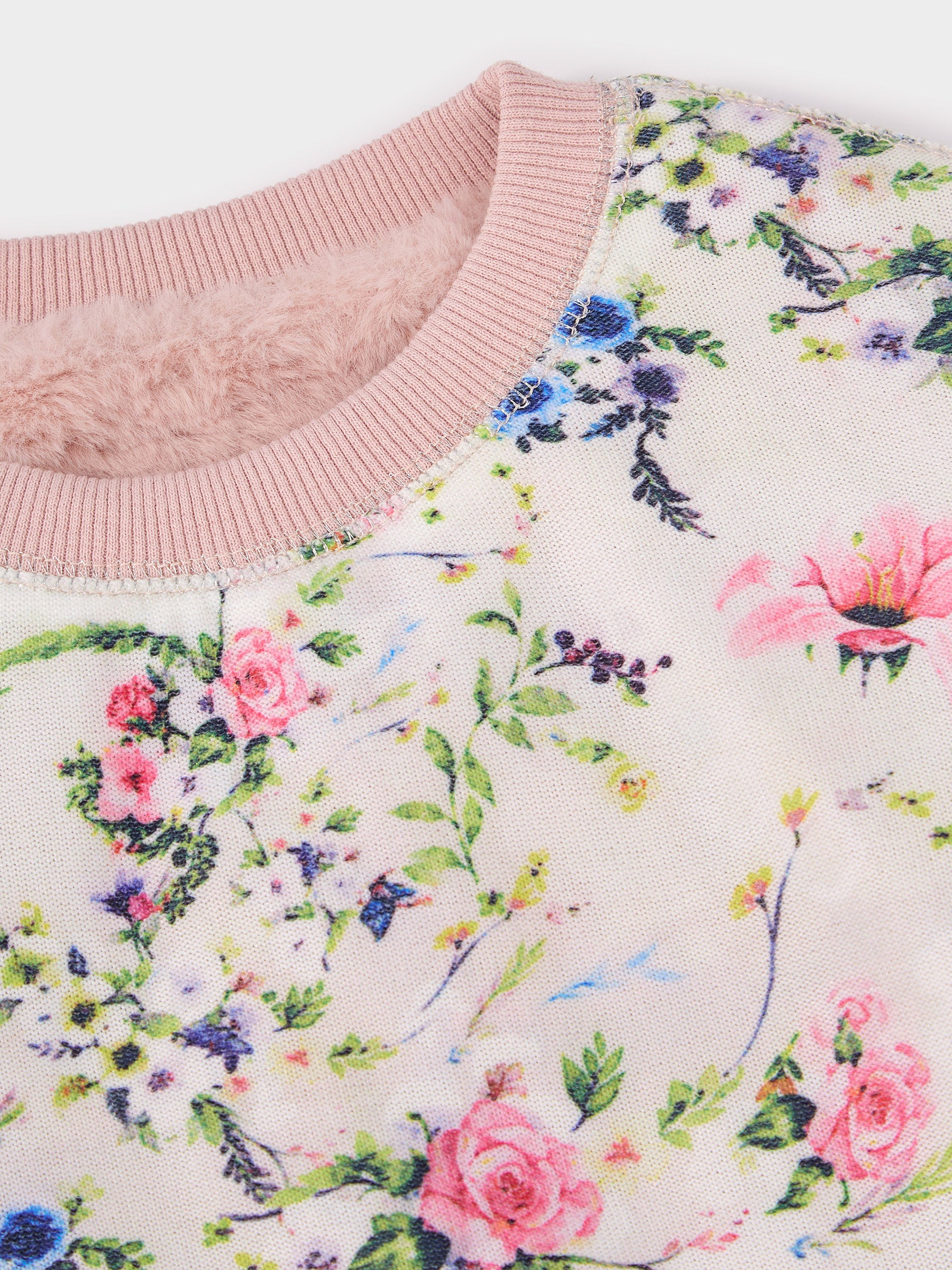 GWD Faye Cathy Reversible Faux Fur and Floral Print Sweatshirt