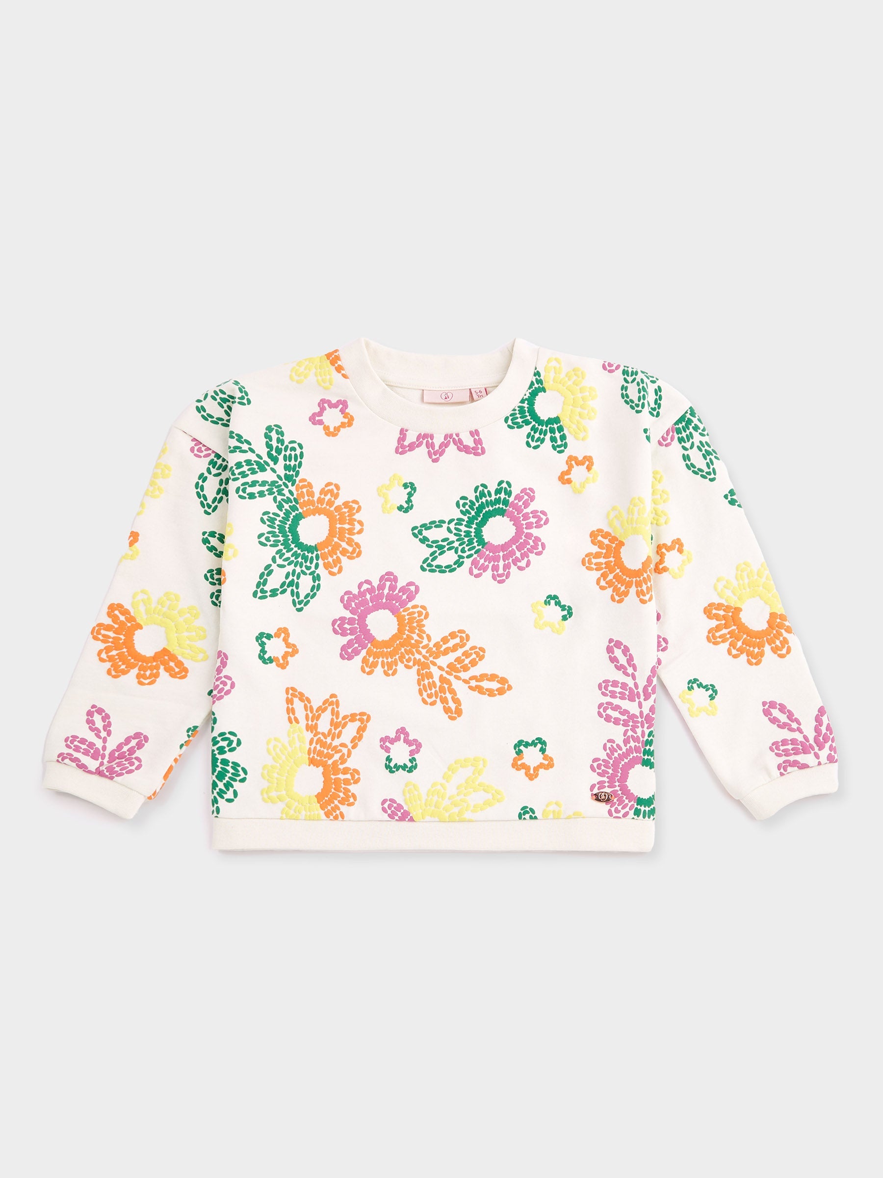 GWD Orla White Floral Print Sweatshirt