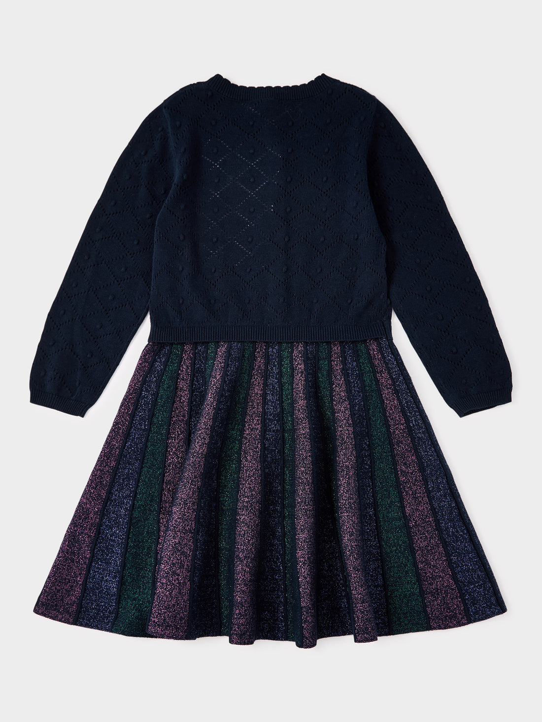 GWD Vienna Navy 2-in-1 Dress with Multi Stripe Skirt