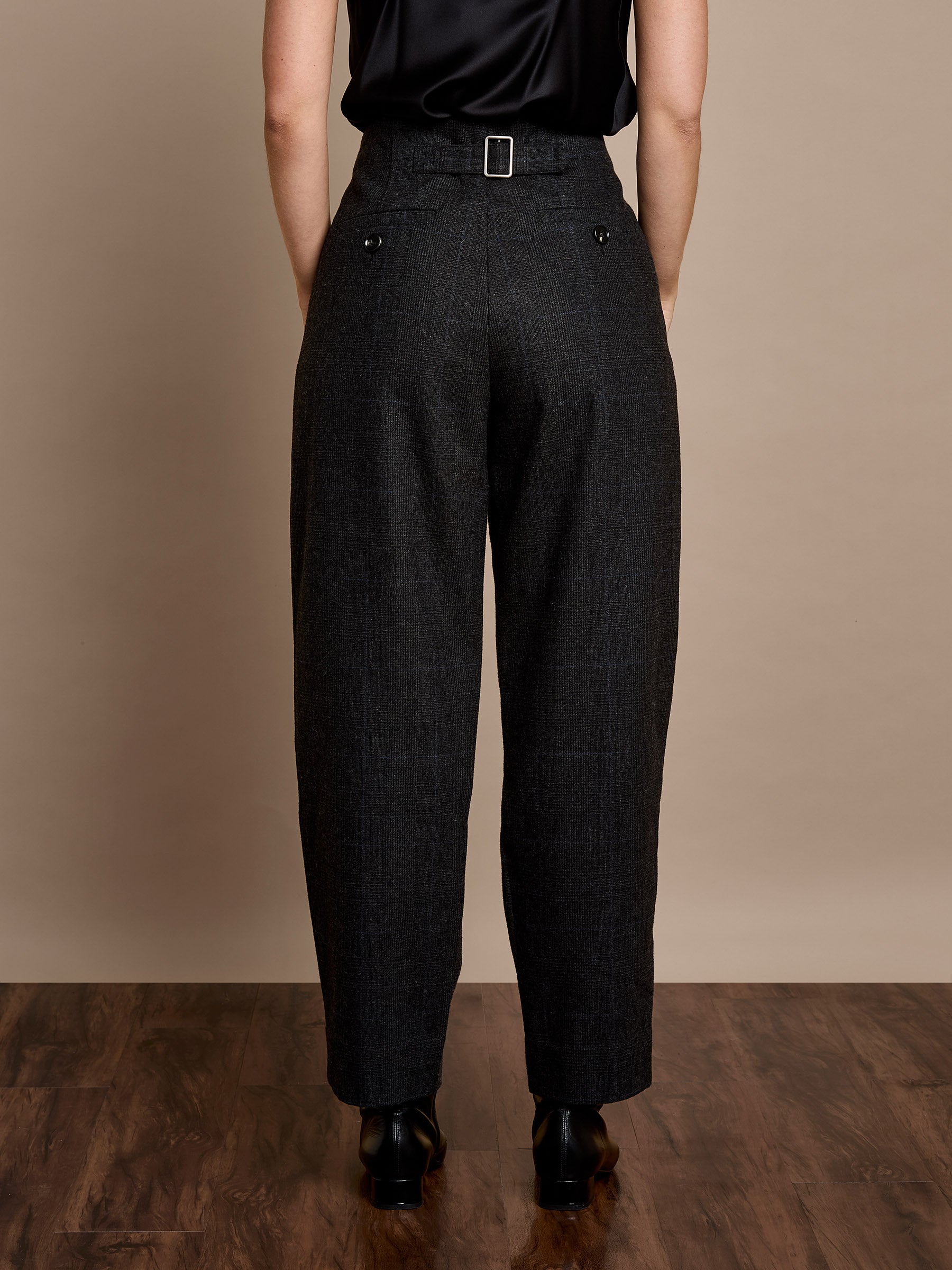 GWD Hannah Pleat-Front Grey Checked Trouser