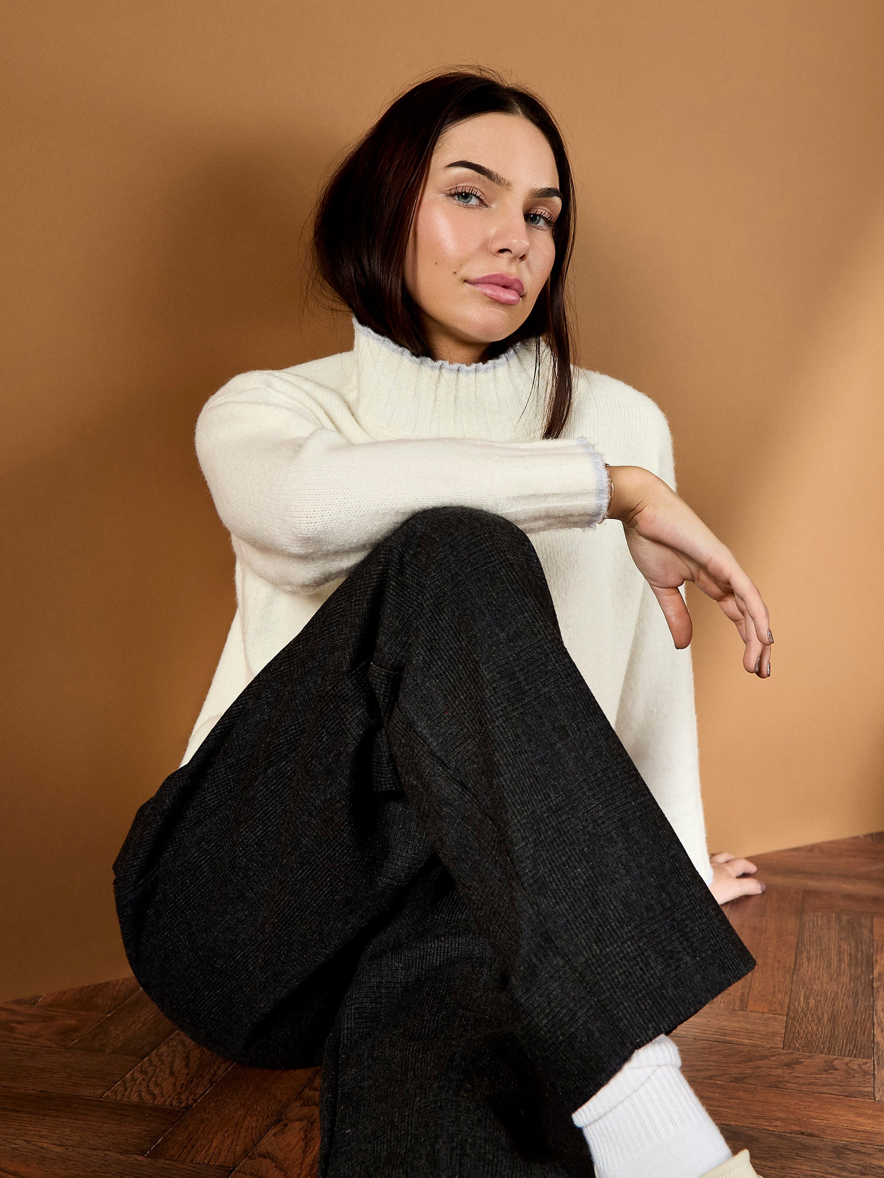 GWD Hannah Pleat-Front Grey Checked Trouser