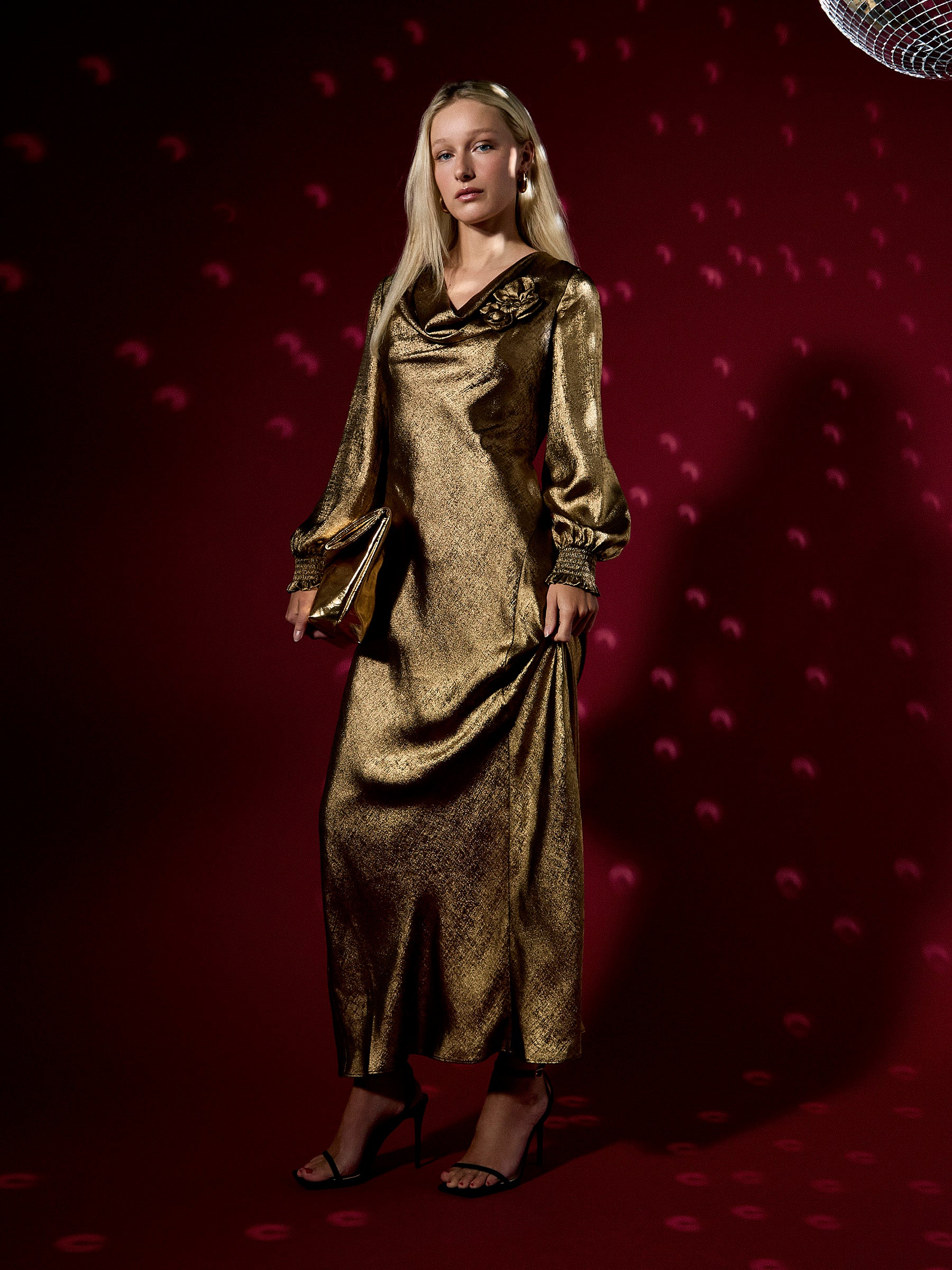 Juliet Gold Metallic Maxi Dress