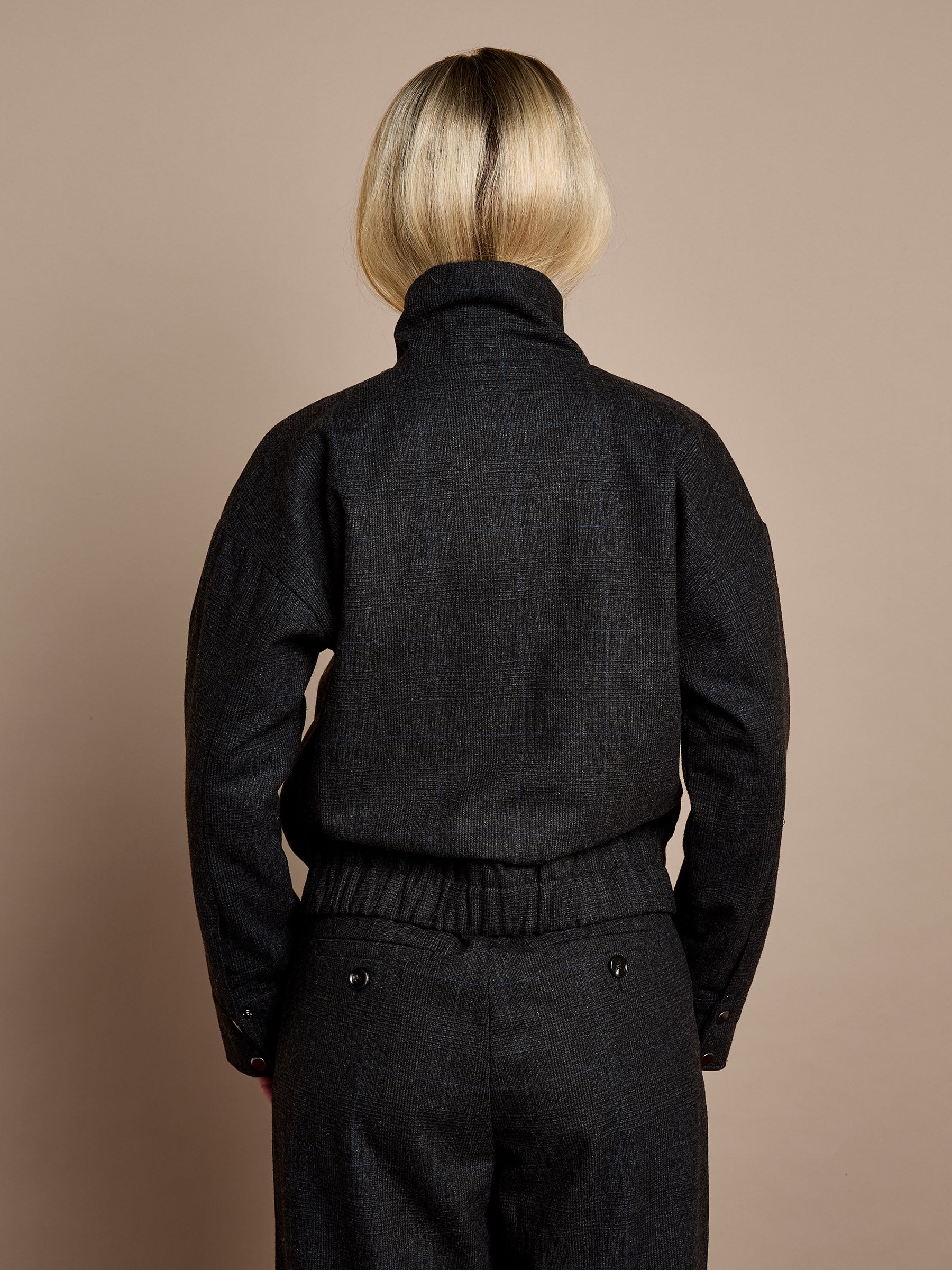 GWD Lewlyn Grey Checked Bomber Jacket