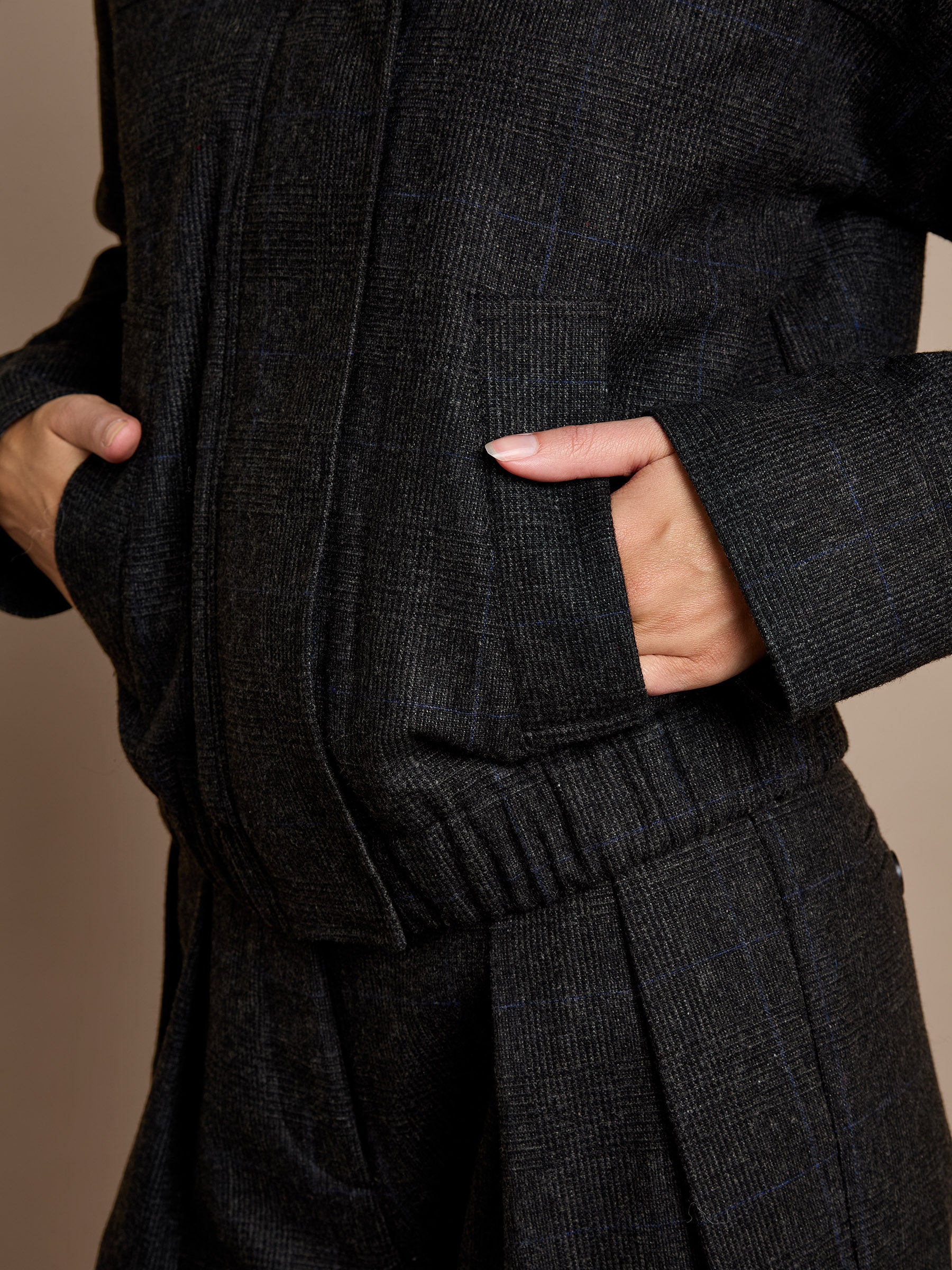 GWD Lewlyn Grey Checked Bomber Jacket