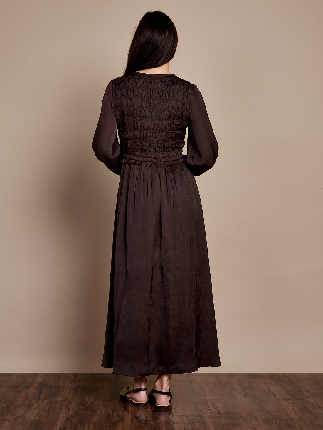 GWD Lydia Satin Chocolate Maxi Dress