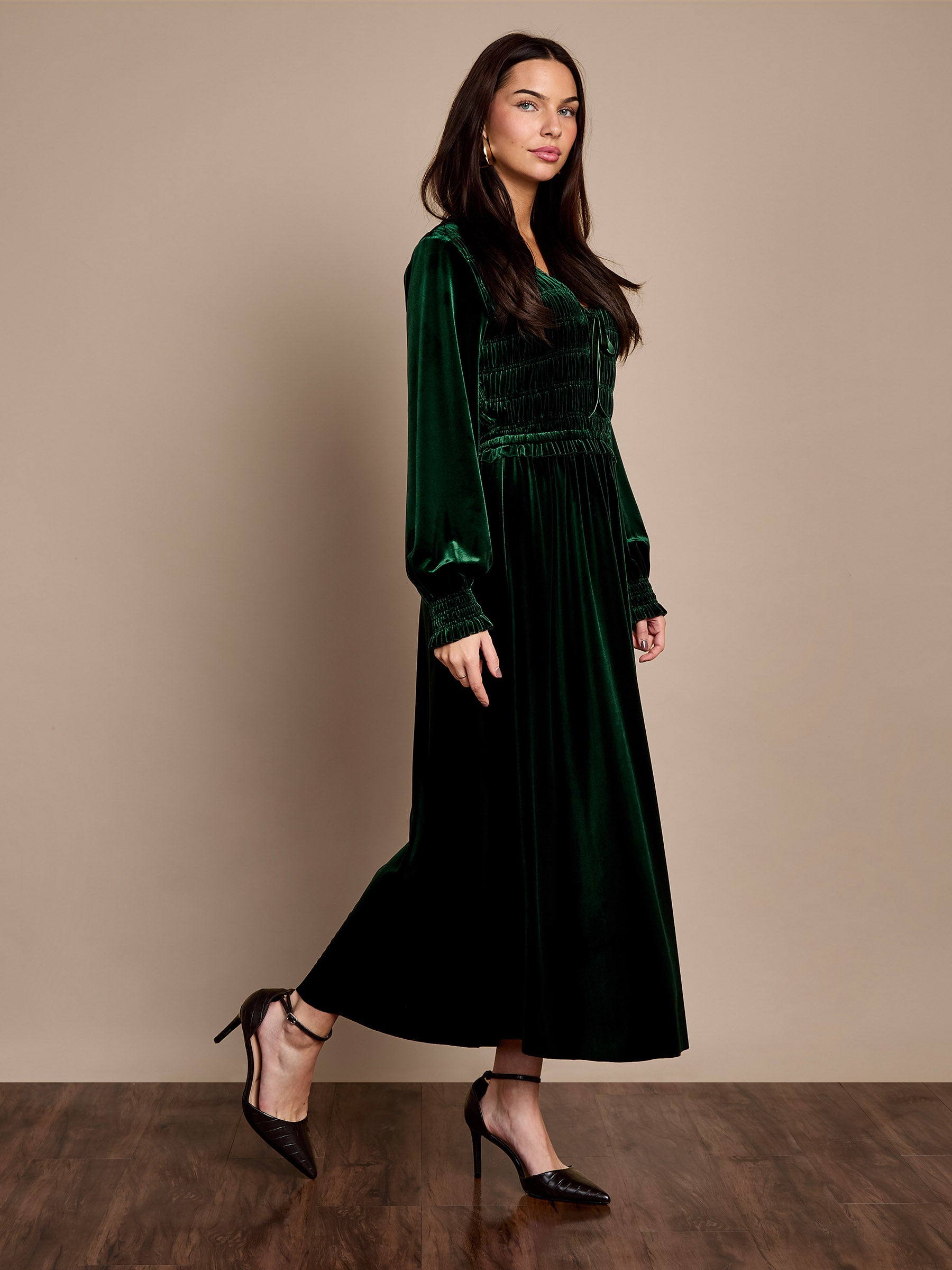 GWD Emerald Green Velvet Lydia Maxi Dress
