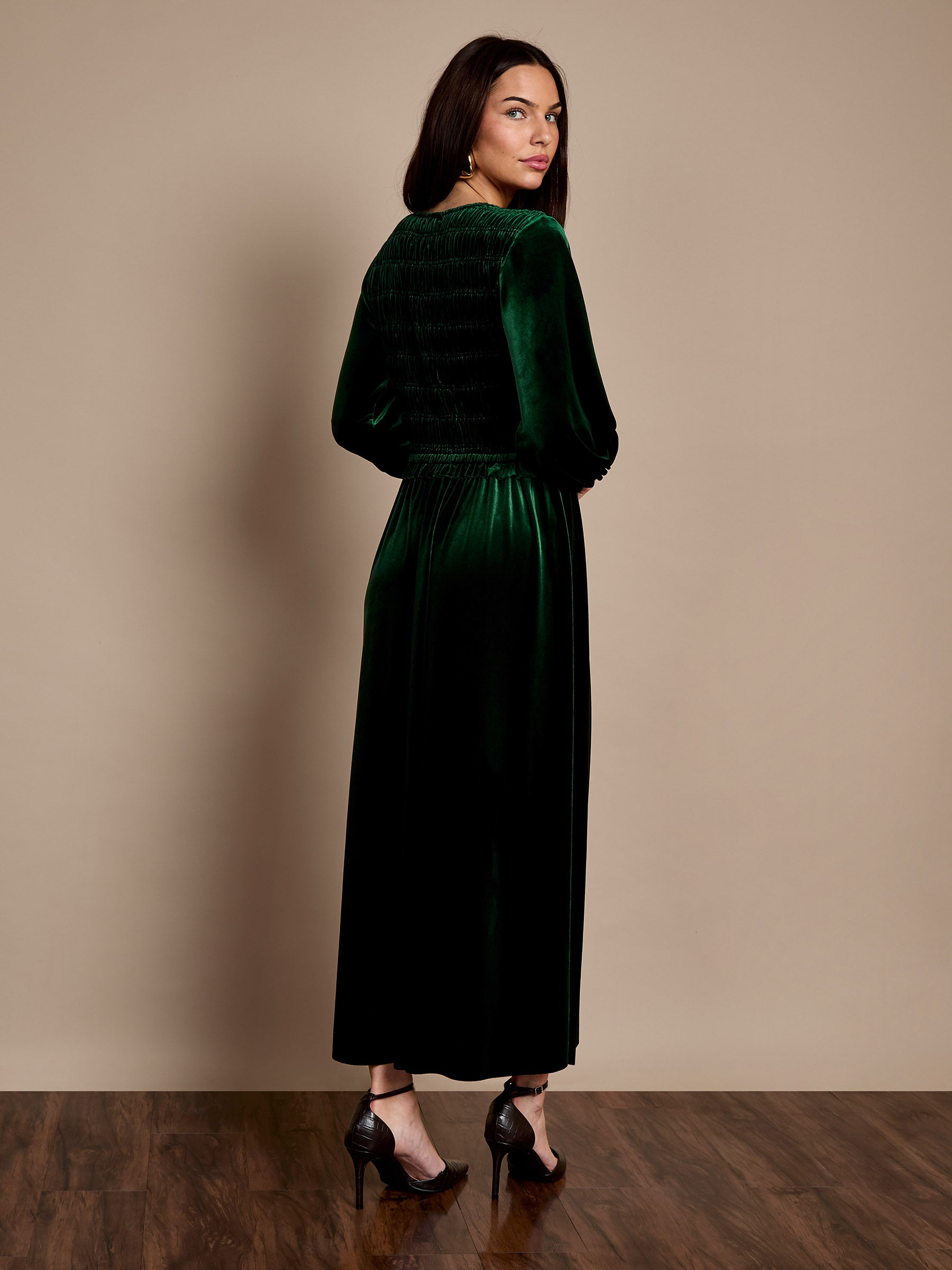 GWD Emerald Green Velvet Lydia Maxi Dress
