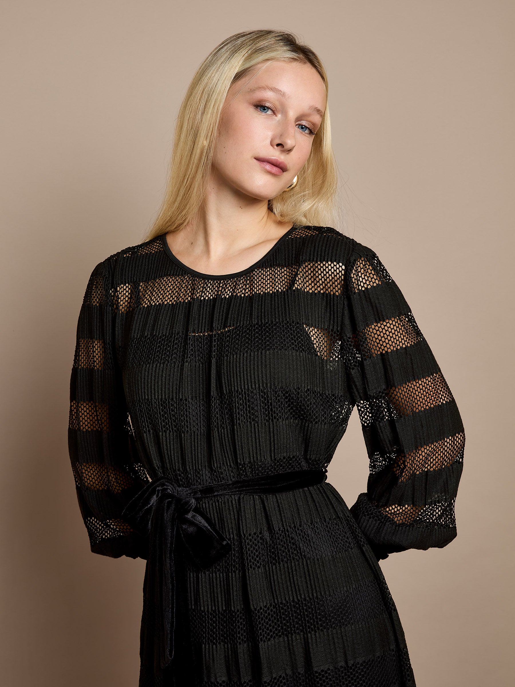 GWD Petunia Black Jersey Lace Midi Dress