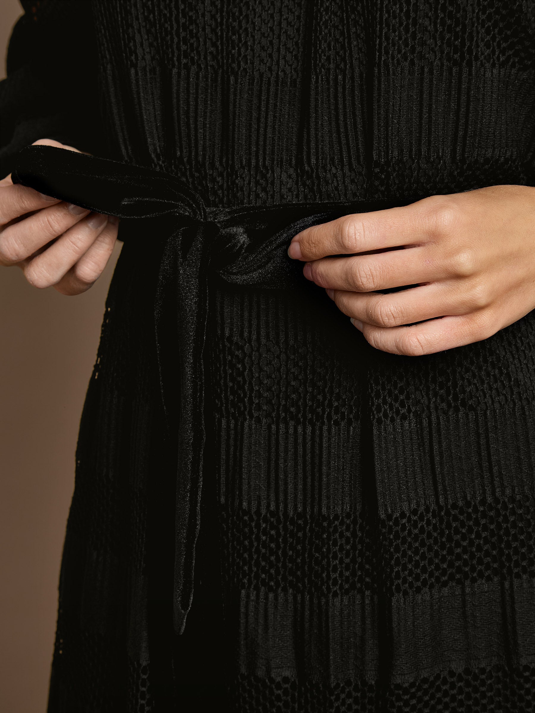 GWD Petunia Black Jersey Lace Midi Dress