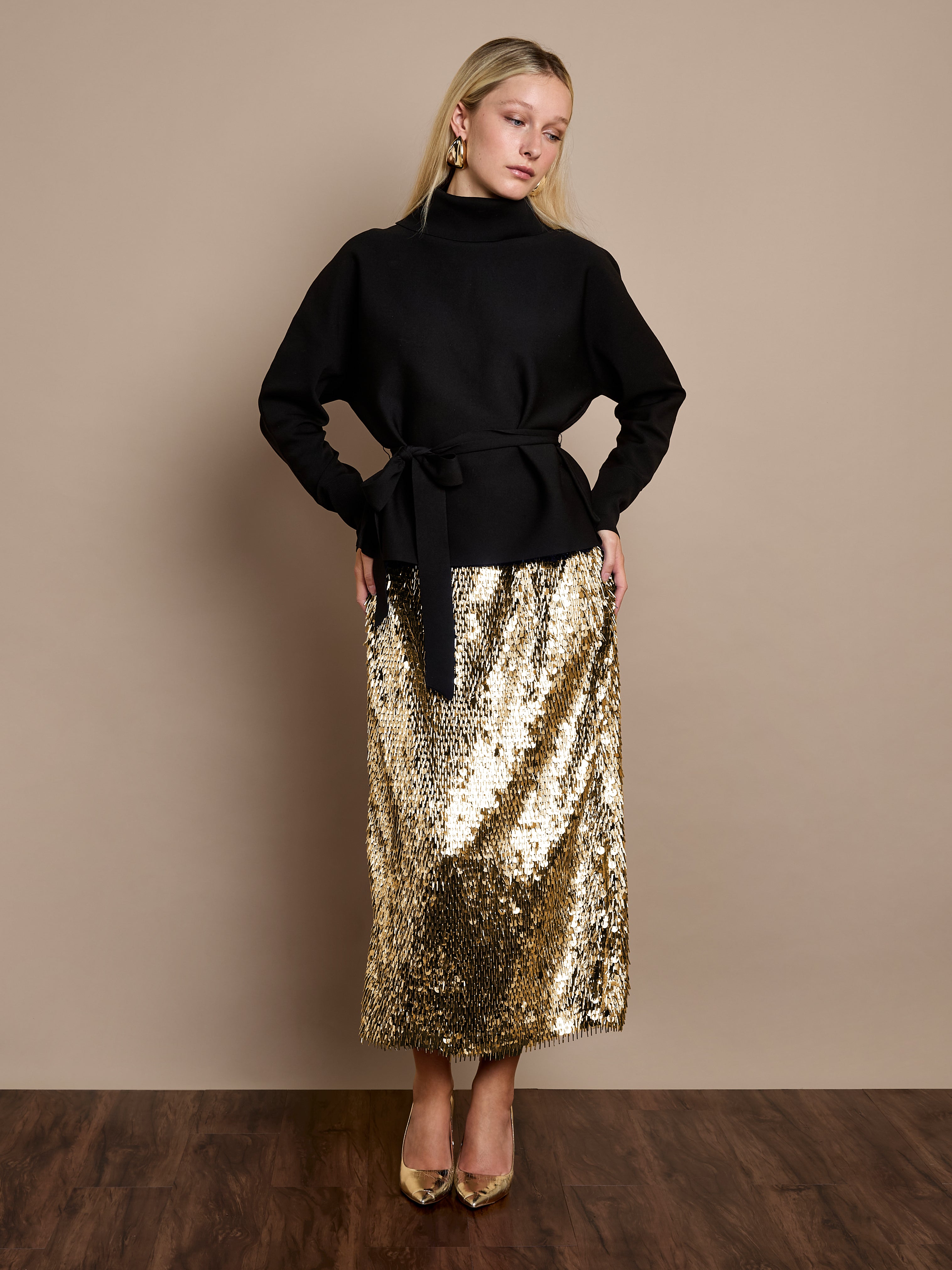 Simone Sequin Skirt Gold