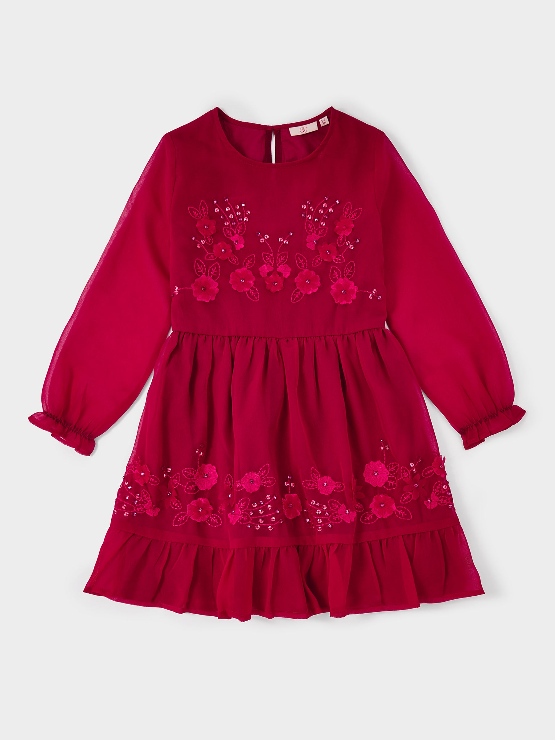 GWD Flora Red Applique Flower Dress