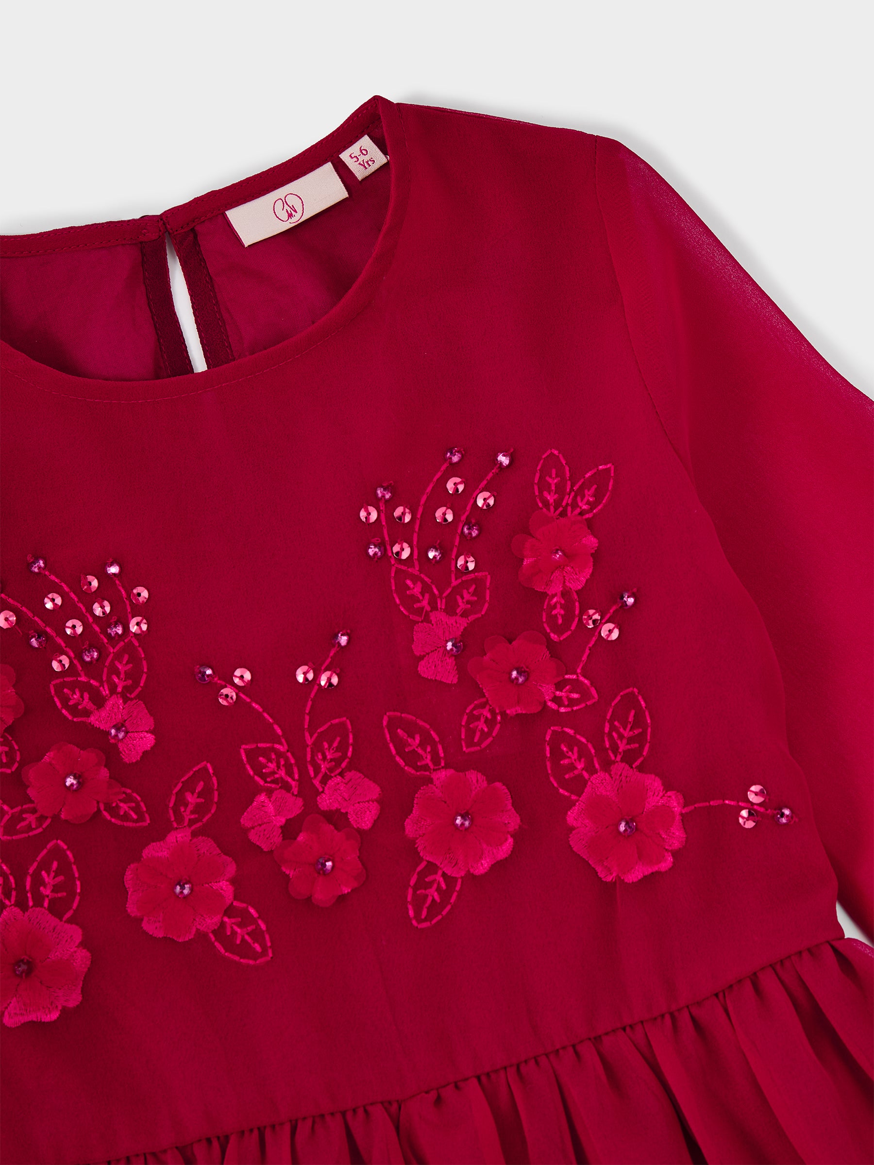 GWD Flora Red Applique Flower Dress