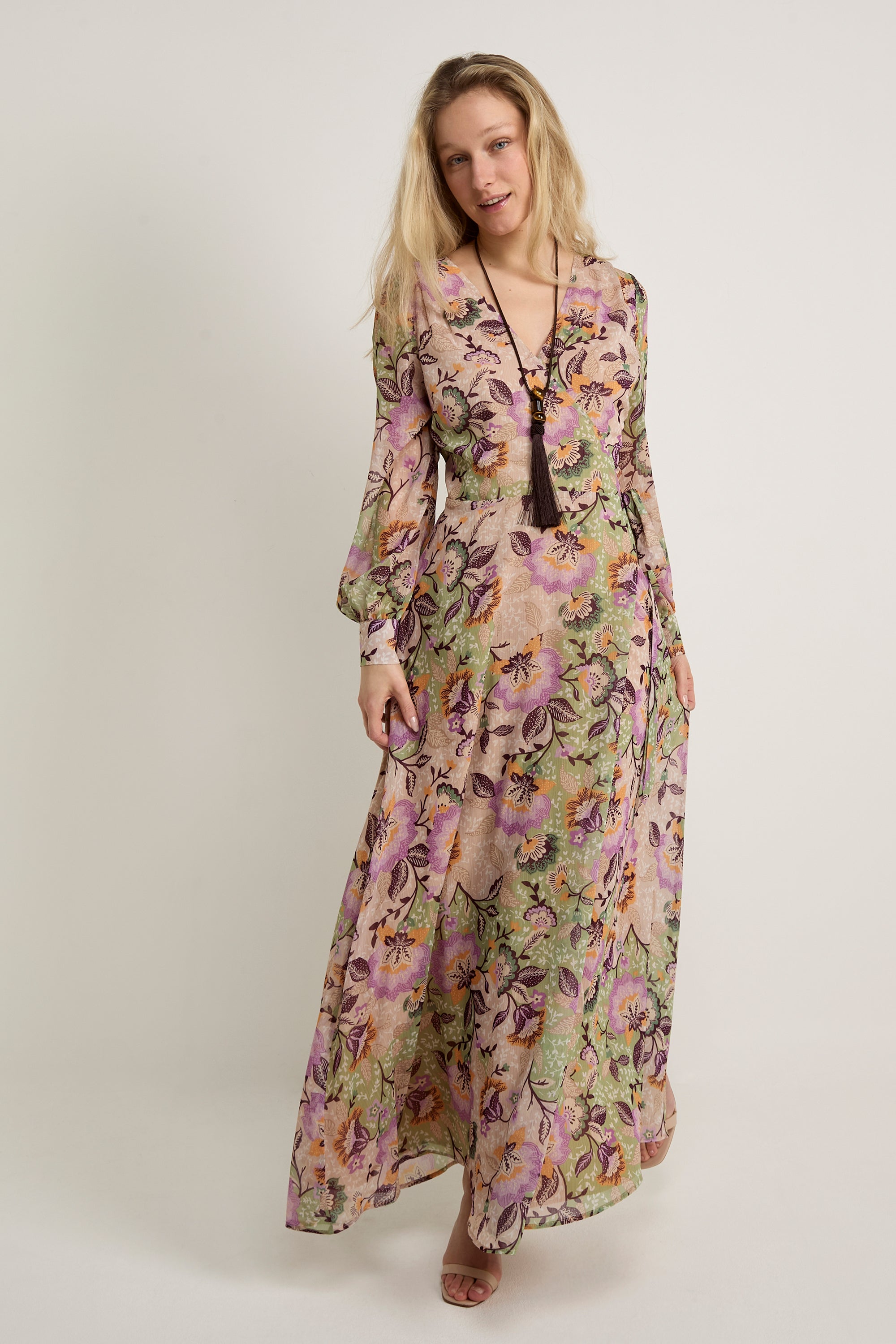 GWD Claudina Floral Print Maxi Wrap Dress