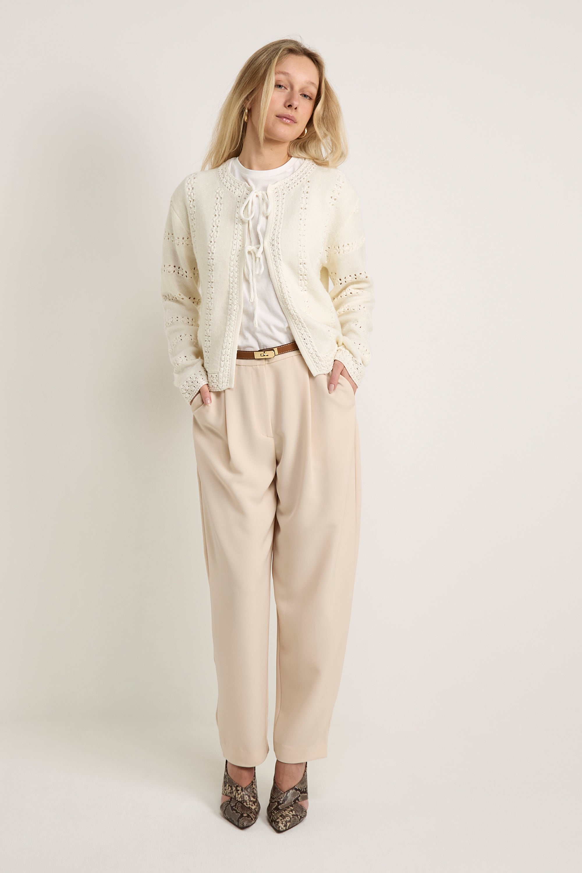 GWD Malika Cream Wide Leg Trouser
