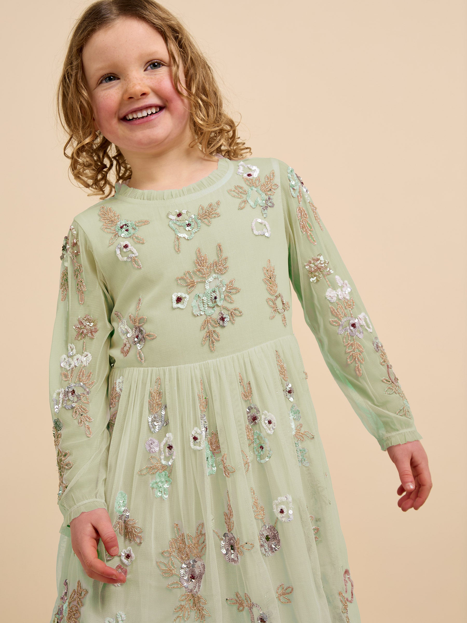 GWD Aimee Sequin Embellished Sage Dress